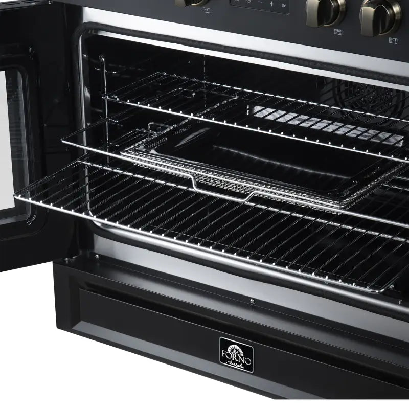 FORNO Torino FFSIN0950-36BLK 36-Inch French Door Induction Range with Air Fry, Air Sous Vide & True Convection – Black