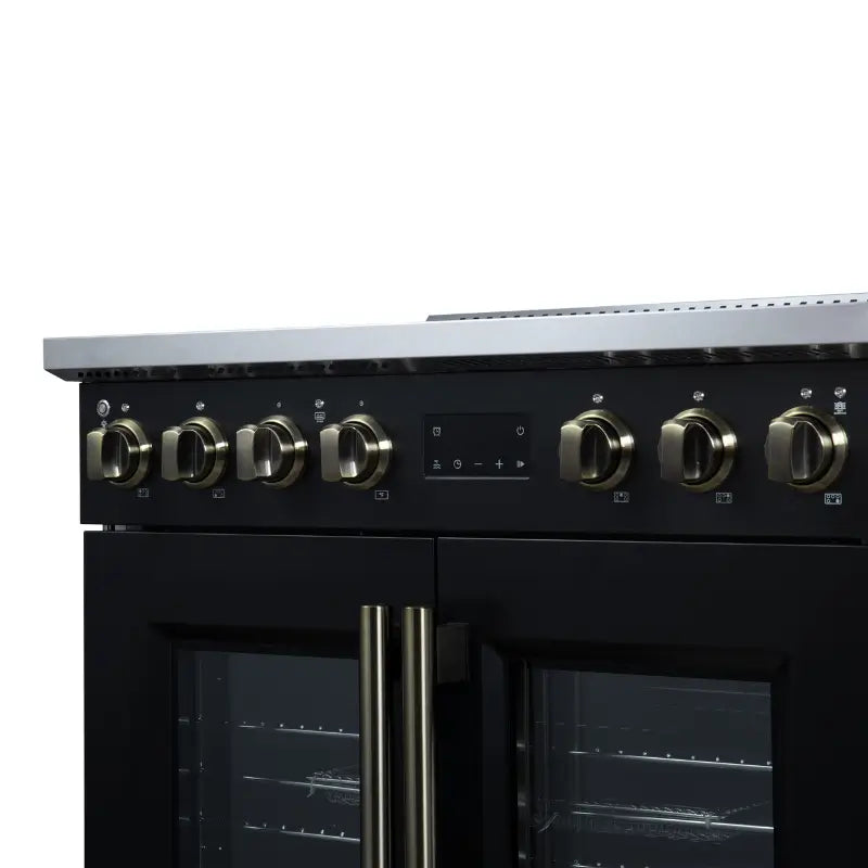 FORNO Torino FFSIN0950-36BLK 36-Inch French Door Induction Range with Air Fry, Air Sous Vide & True Convection – Black