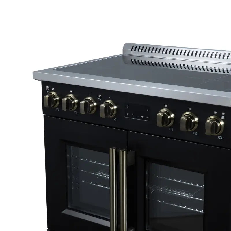 FORNO Torino FFSIN0950-36BLK 36-Inch French Door Induction Range with Air Fry, Air Sous Vide & True Convection – Black