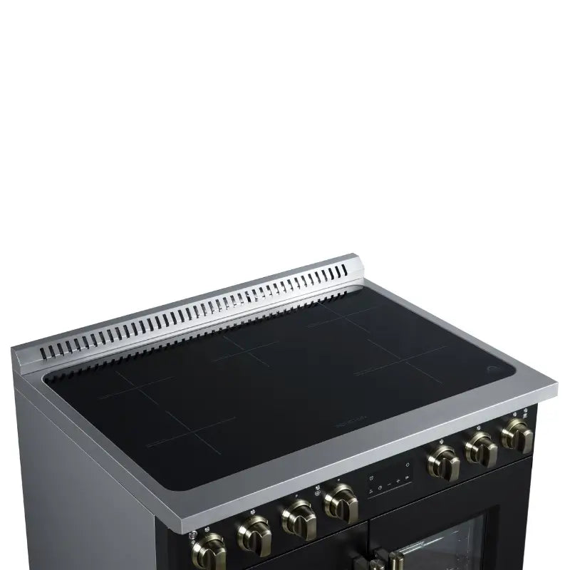 FORNO Torino FFSIN0950-36BLK 36-Inch French Door Induction Range with Air Fry, Air Sous Vide & True Convection – Black
