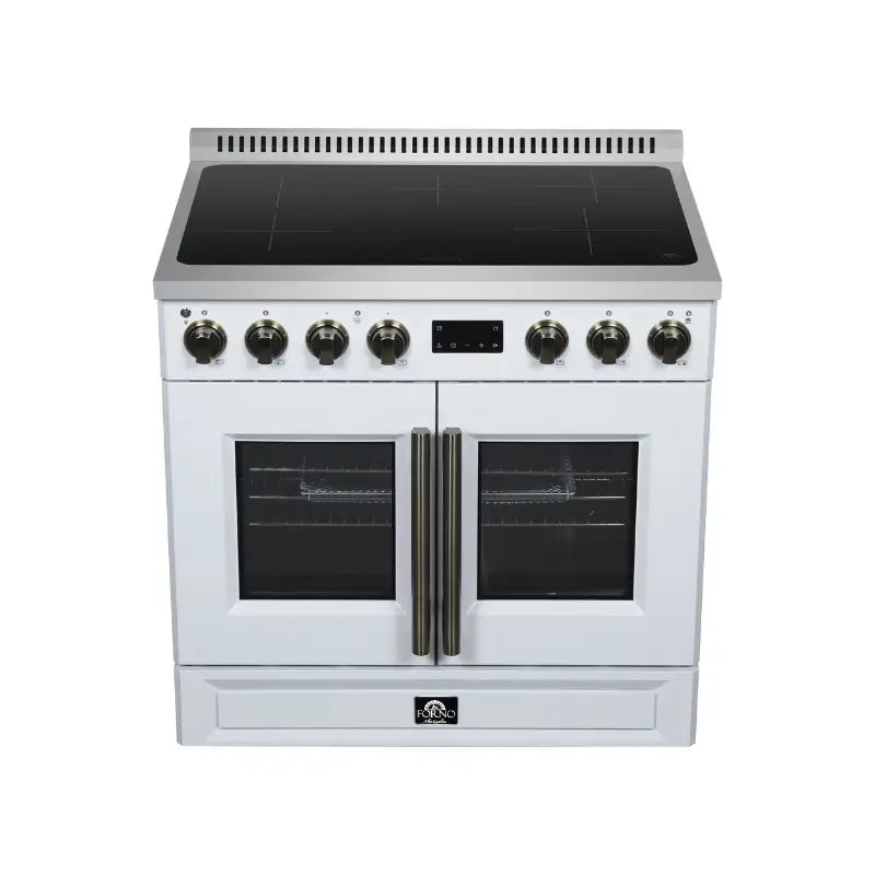 FORNO Torino FFSIN0950-36WHT 36-Inch French Door Induction Range with Air Fry, Air Sous Vide & True Convection – White