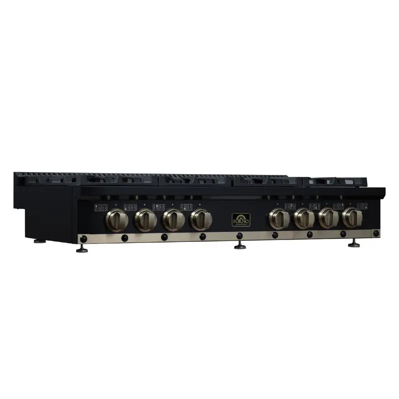 FORNO Valente FCTGS5799-48CPBLK 48-Inch Gas Rangetop – 8 Burners, 94,000 BTU, Black with Copper Trim