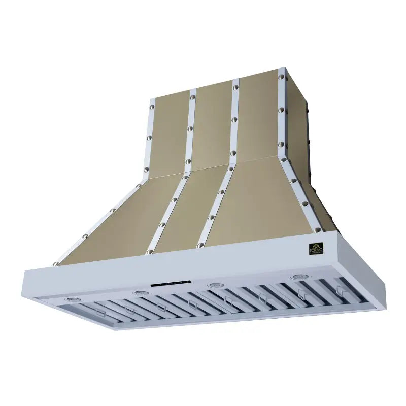 FORNO Valente FRHWM5099-48CPWHT 48-Inch Wall Mount Range Hood – White with Copper Trim, 304 CFM