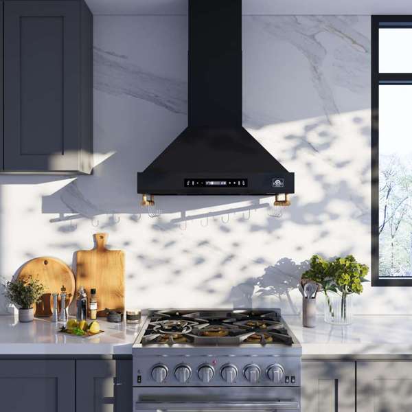 Forno Venezia 30 Inch Wall-Mounted Black Range Hood FRHWM5503-31BLK