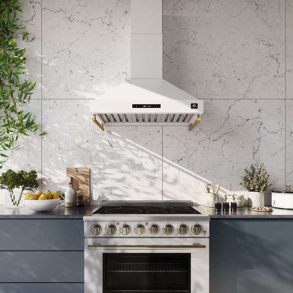 Forno Venezia 36 Inch Wall-Mounted White Range Hood FRHWM5503-36WHT