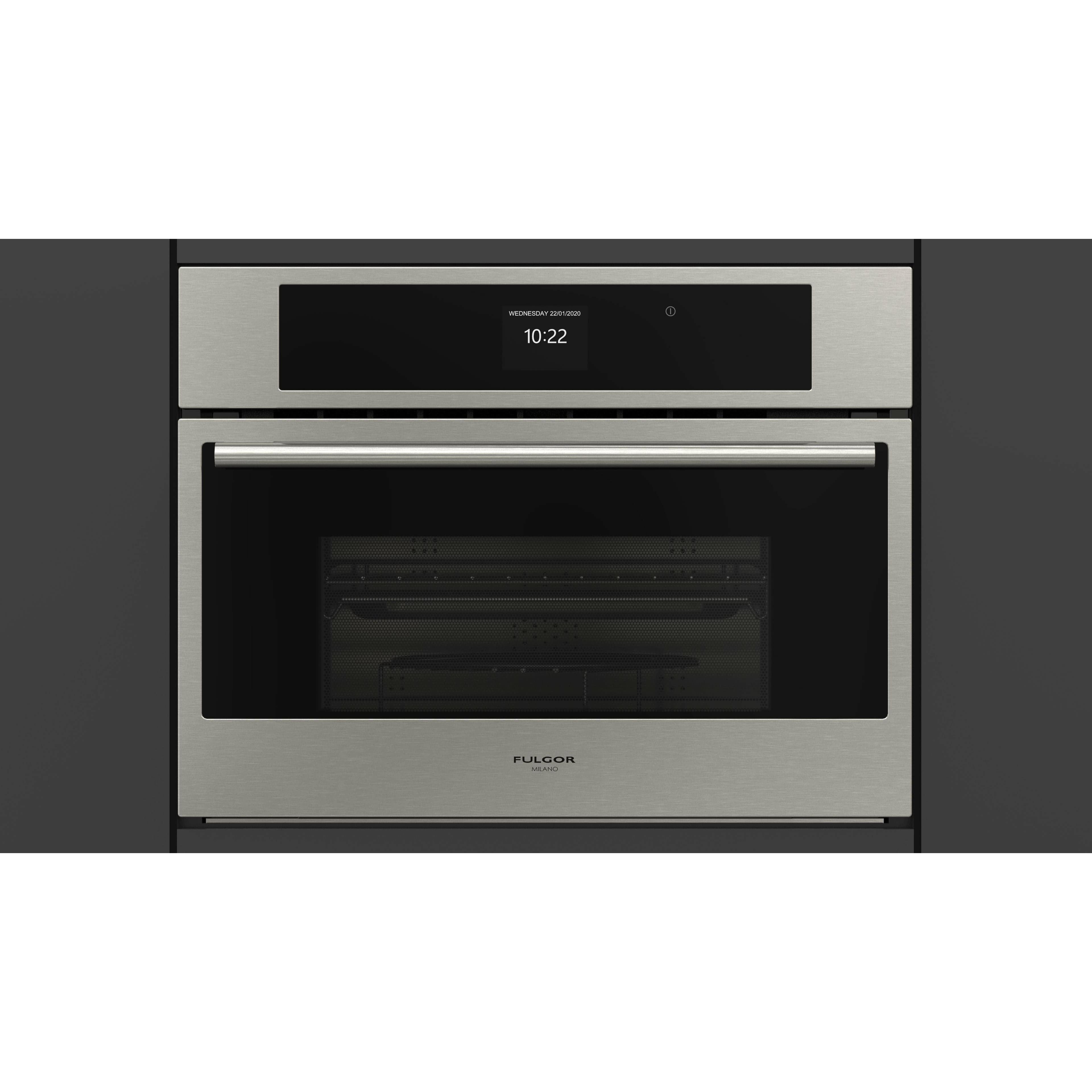 Fulgor Milano 24" 1.2 cu. ft. Total Capacity Electric Combination Single Wall Oven with 1 Oven Rack Convection - F7DSPD24S1 I Luxury Appliances Direct