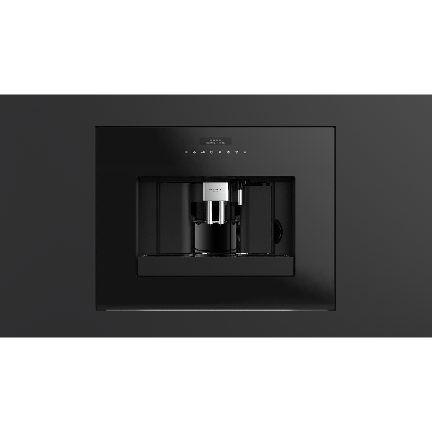 Fulgor Milano 24" Built-In Fully Automatic Coffee Machine, Black Glass - F7BC24B1 I Luxury Appliances Direct