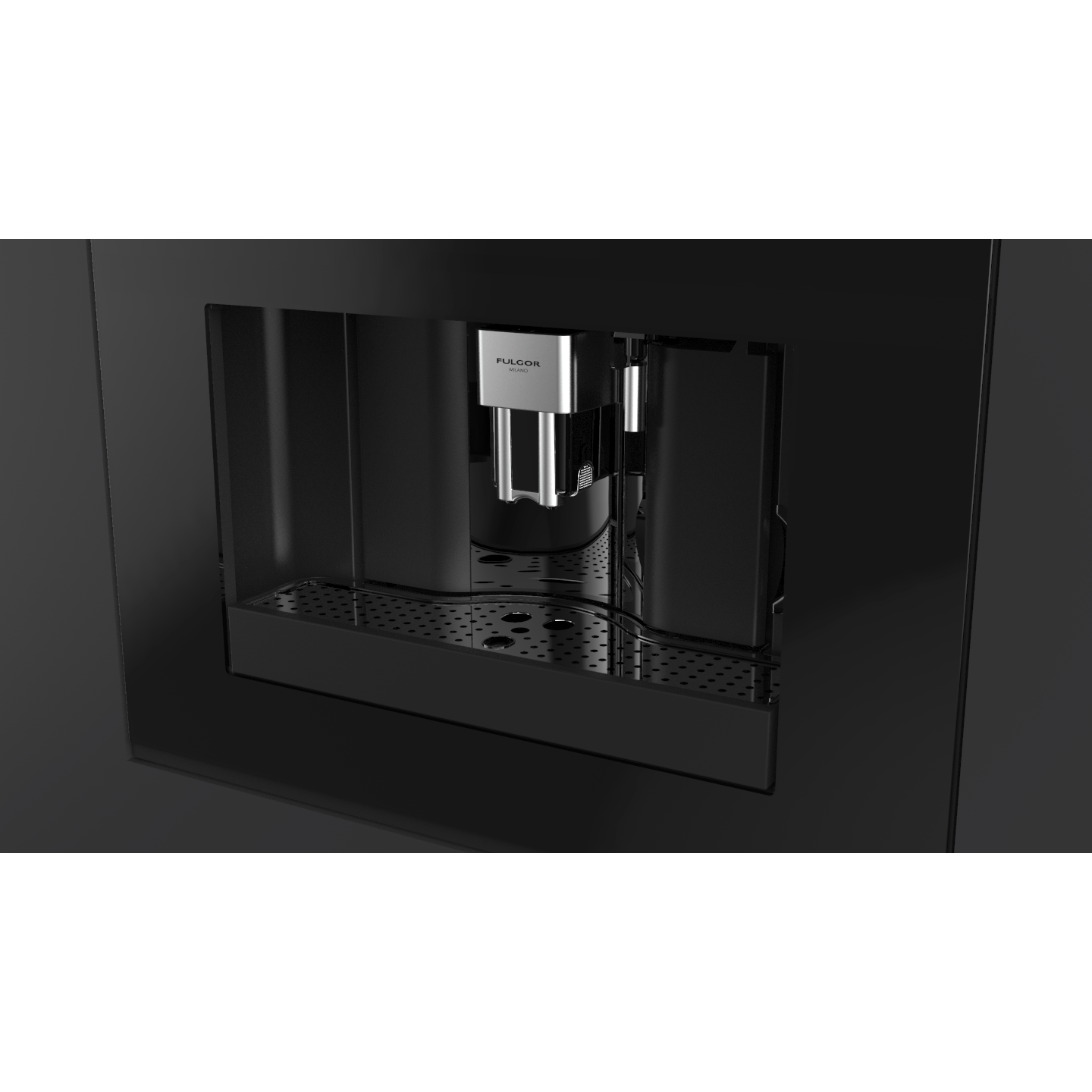 Fulgor Milano 24" Built-In Fully Automatic Coffee Machine, Black Glass - F7BC24B1 I Luxury Appliances Direct