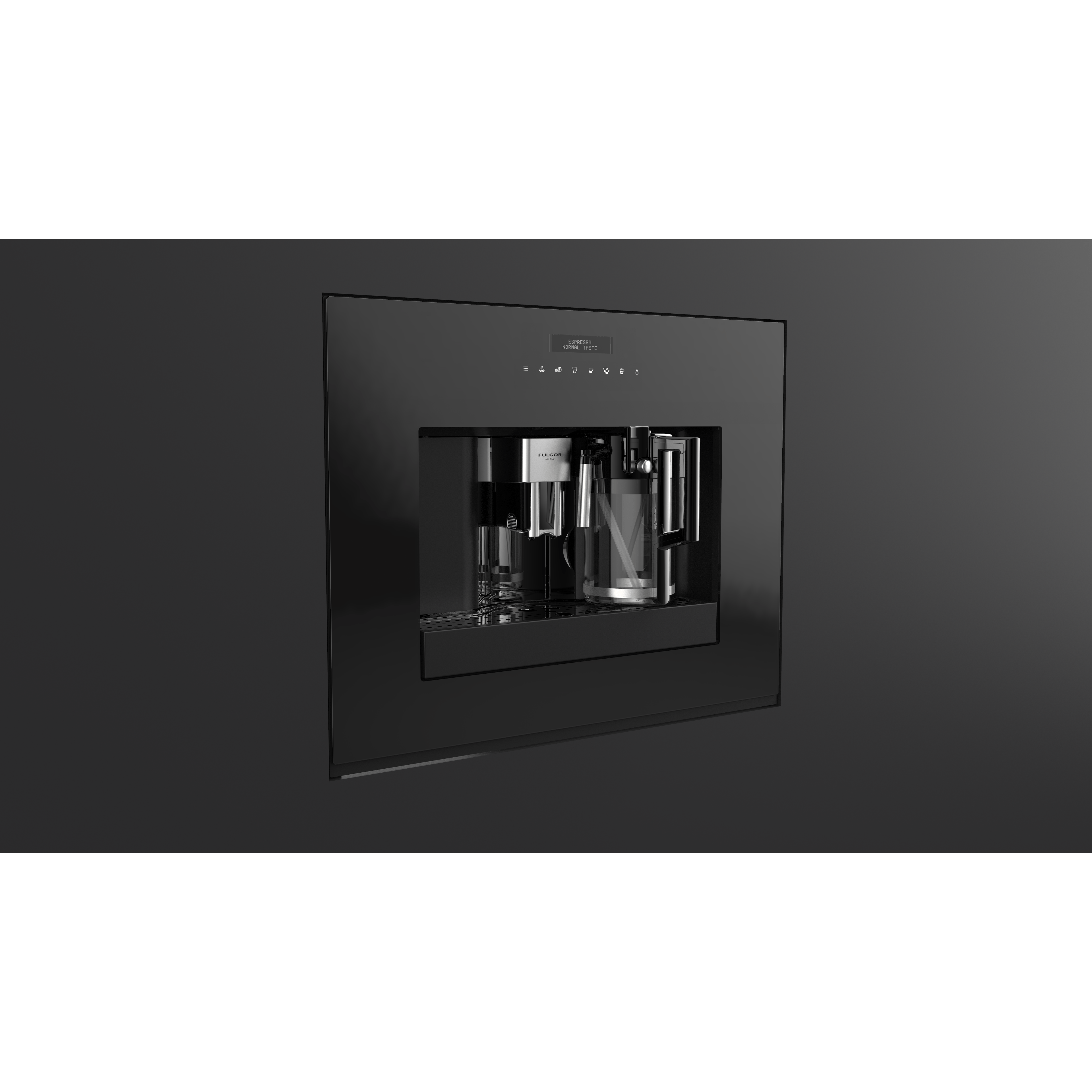 Fulgor Milano 24" Built-In Fully Automatic Coffee Machine, Black Glass - F7BC24B1 I Luxury Appliances Direct