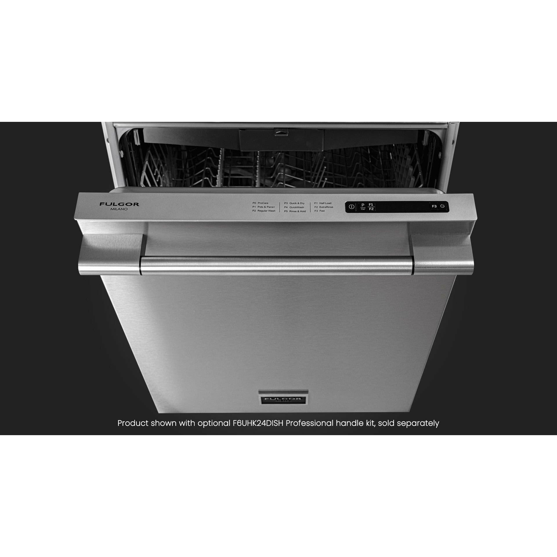 Fulgor Milano 24" Fully Integrated Built-In Dishwasher with 16 Place Settings, Stainless Steel - F6DWT24SS2 I Luxury Appliances Direct