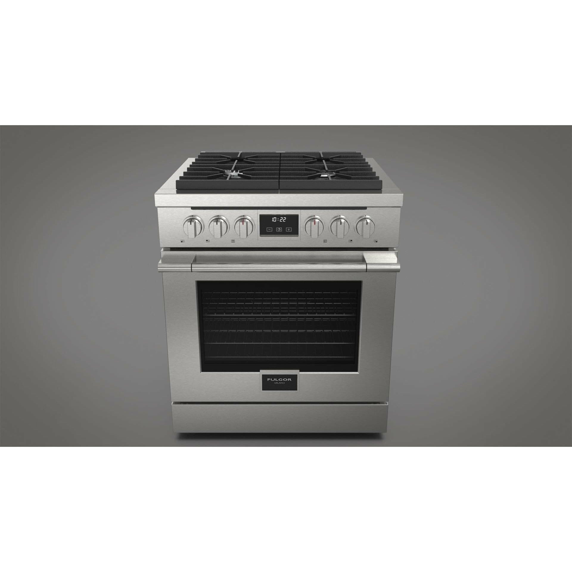 Fulgor Milano 30" Freestanding All Gas Range with 2 Duel Flame Burners, Stainless Steel - F4PGR304S2 I Luxury Appliances Direct