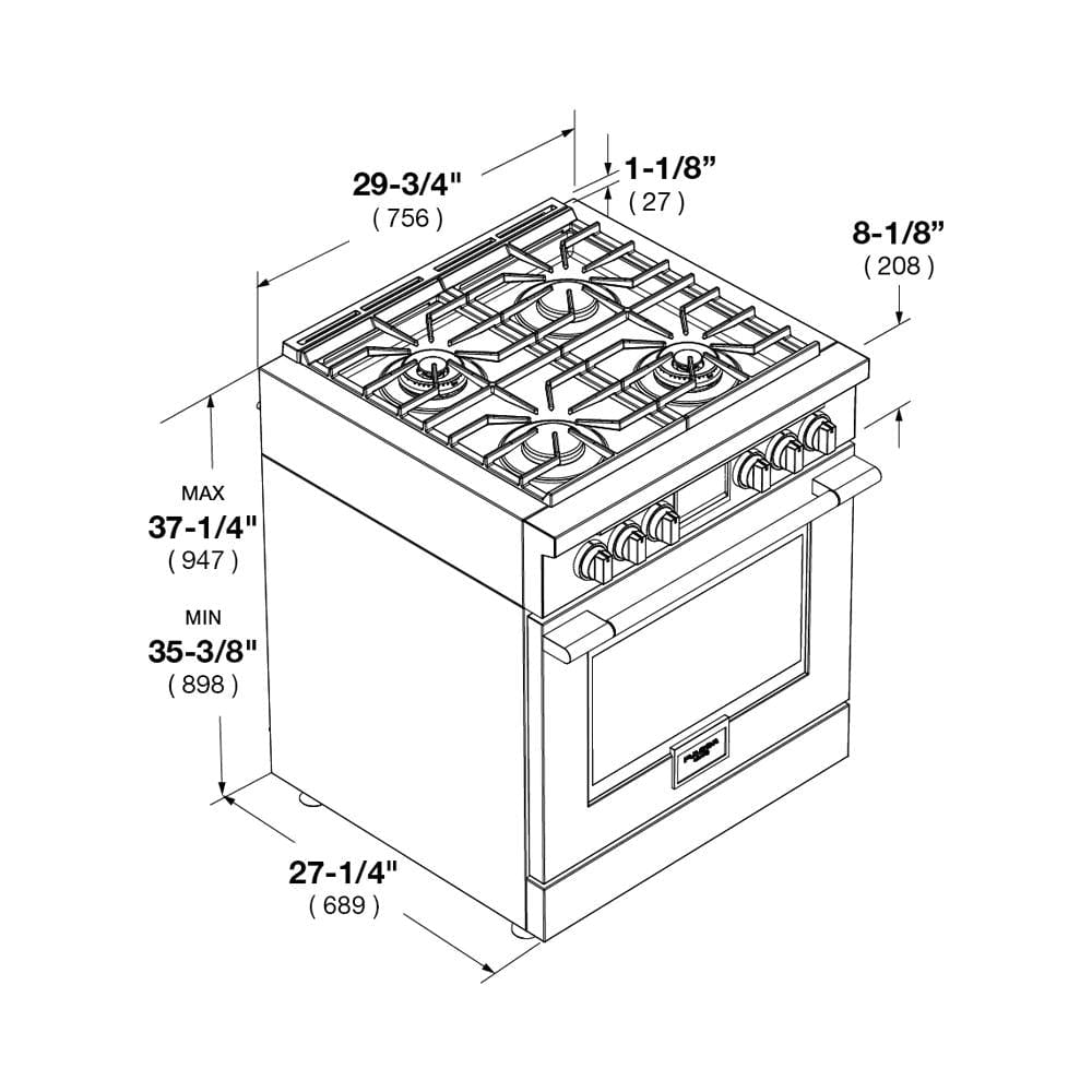 Fulgor Milano 30" Freestanding All Gas Range with 2 Duel Flame Burners, Stainless Steel - F4PGR304S2 I Luxury Appliances Direct