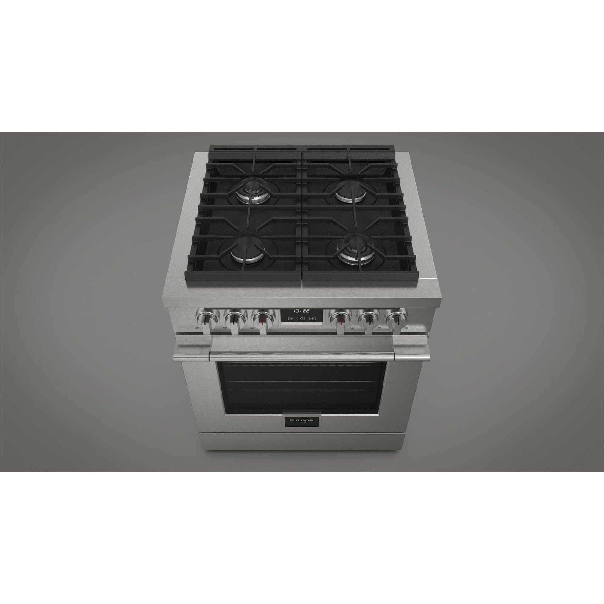 Fulgor Milano 30" Freestanding All Gas Range with 2 Duel Flame Burners, Stainless Steel - F4PGR304S2 I Luxury Appliances Direct