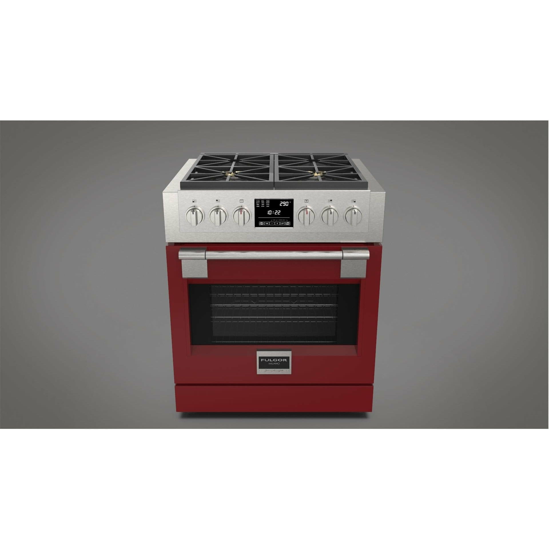 Fulgor Milano 30" Freestanding Dual Fuel Pro Range with 4 18,000-BTU Burners, Stainless Steel - F6PDF304S1 I Luxury Appliances Direct
