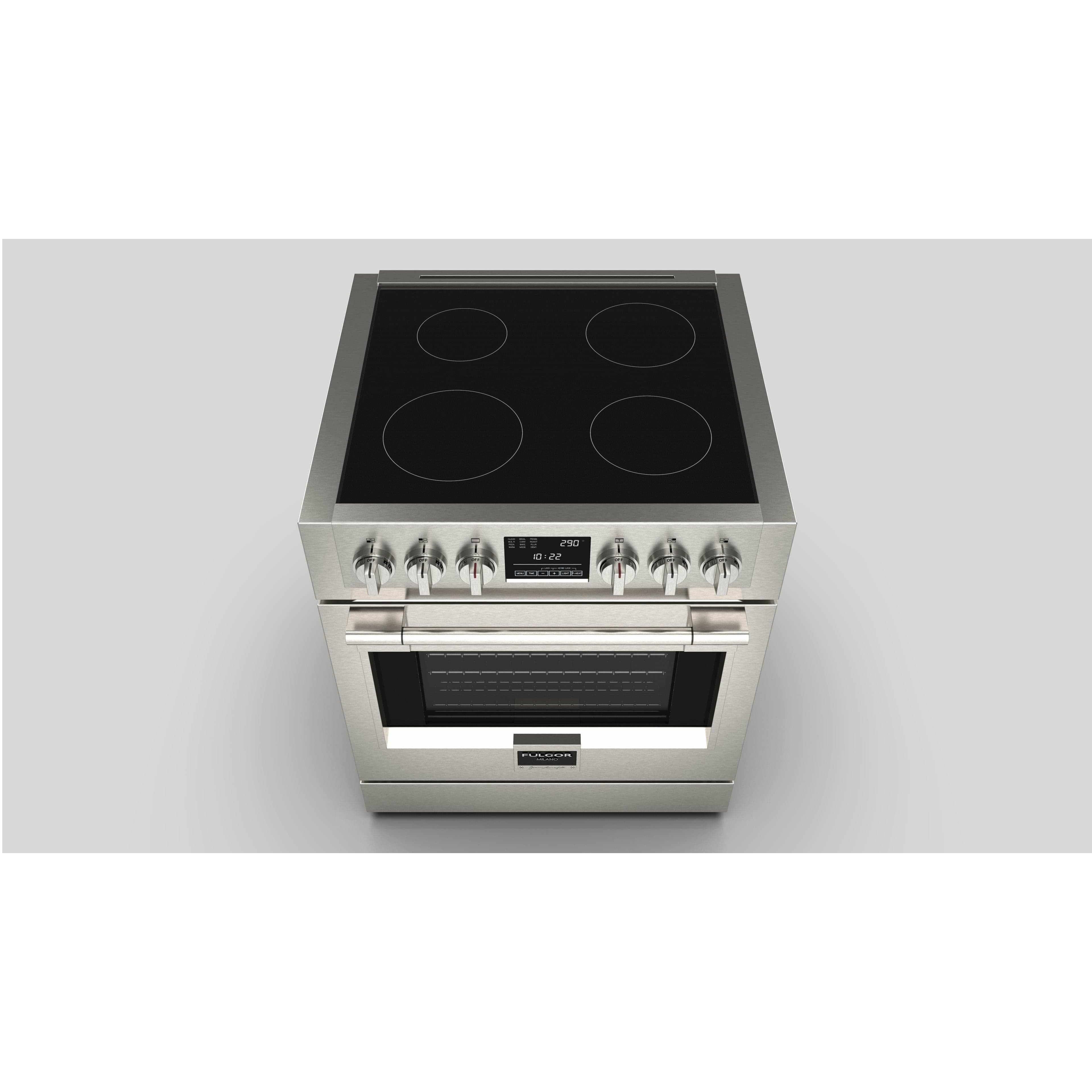 Fulgor Milano 30" Freestanding Induction Range with 4 Cooking Zones, Stainless Steel - F6PIR304S1 I Luxury Appliances Direct