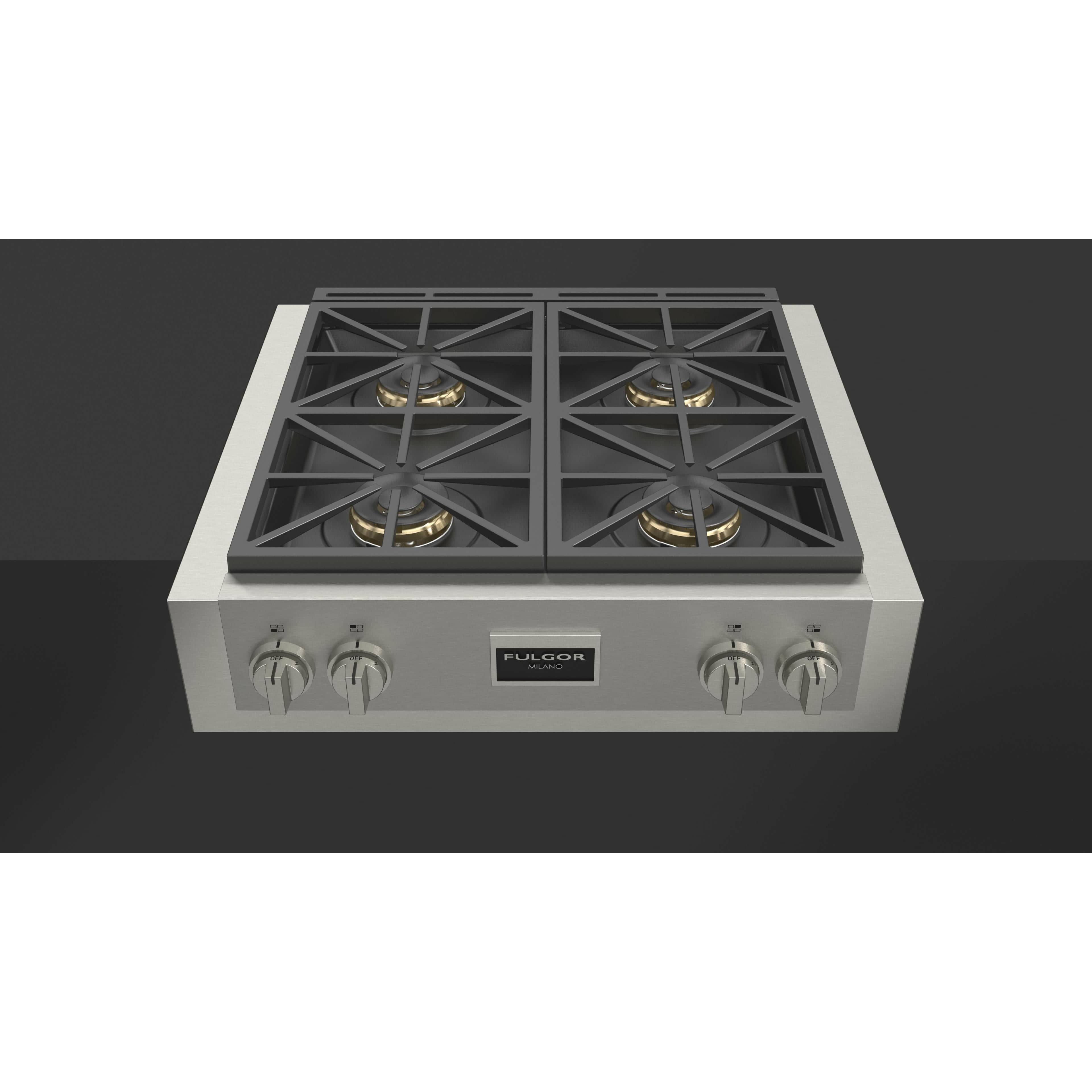 Fulgor Milano 30" Gas Rangetop with 4 Sealed Dual Flame 18,000 BTU Burners, Stainless Steel - F6GRT304S1 I Luxury Appliances Direct