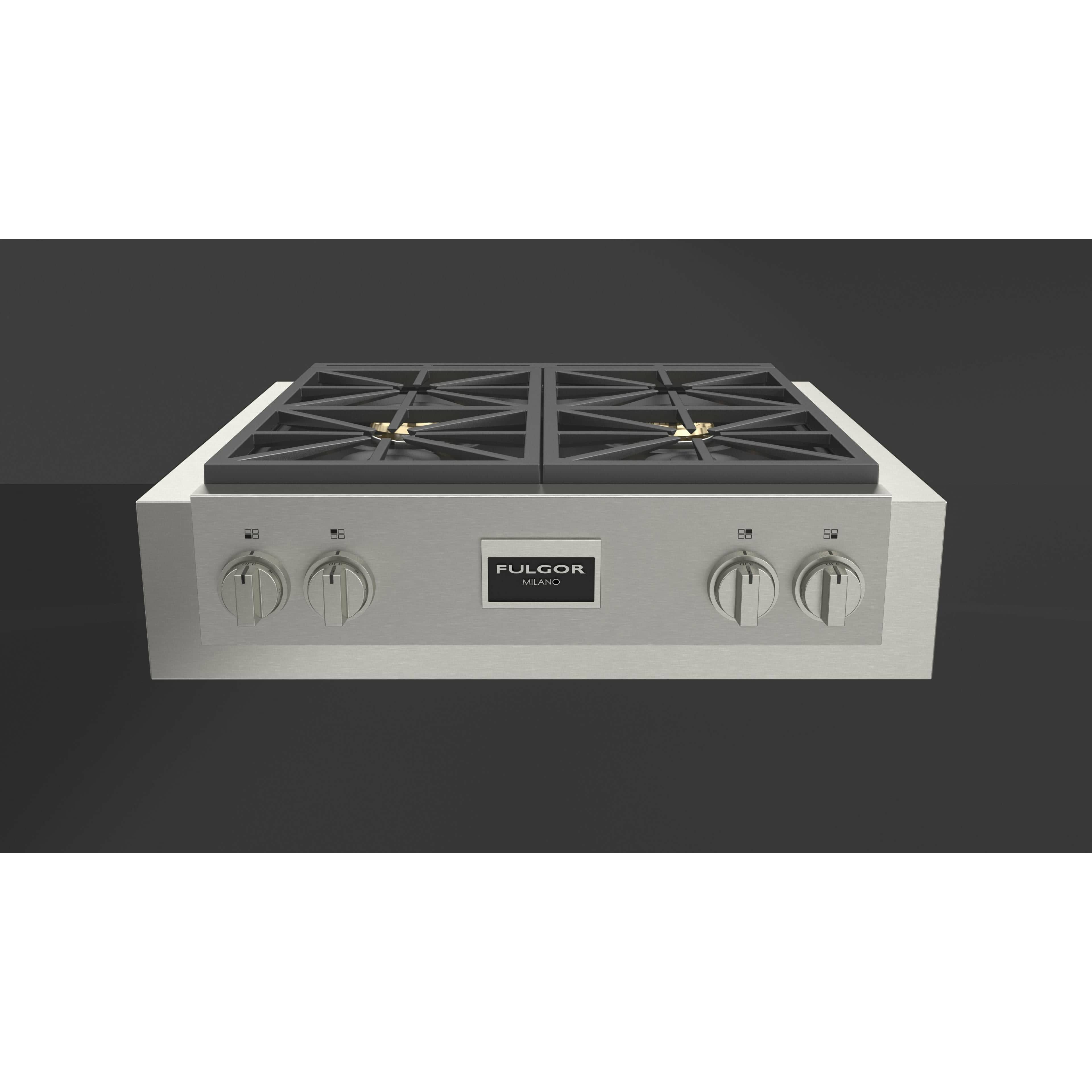 Fulgor Milano 30" Gas Rangetop with 4 Sealed Dual Flame 18,000 BTU Burners, Stainless Steel - F6GRT304S1 I Luxury Appliances Direct
