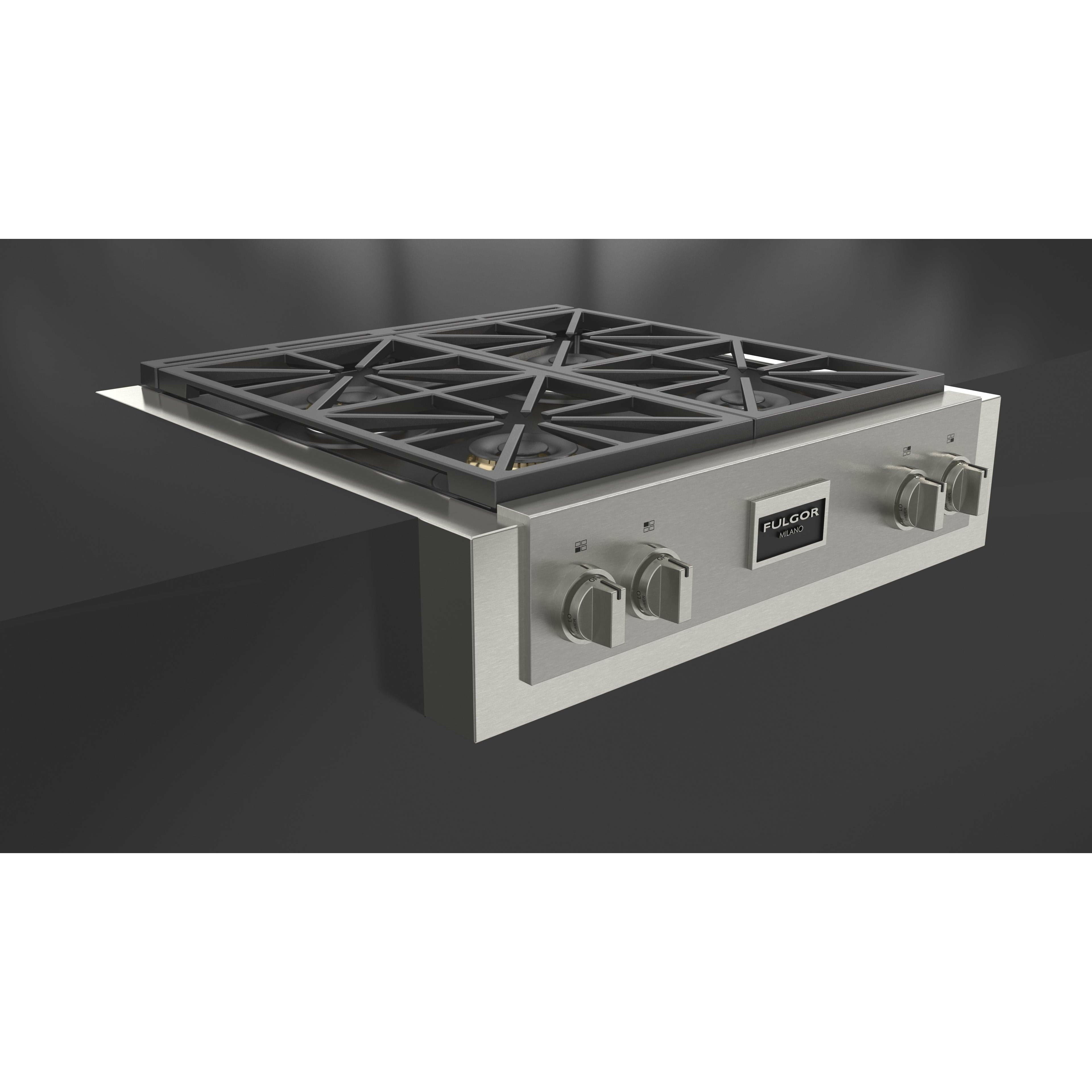 Fulgor Milano 30" Gas Rangetop with 4 Sealed Dual Flame 18,000 BTU Burners, Stainless Steel - F6GRT304S1 I Luxury Appliances Direct