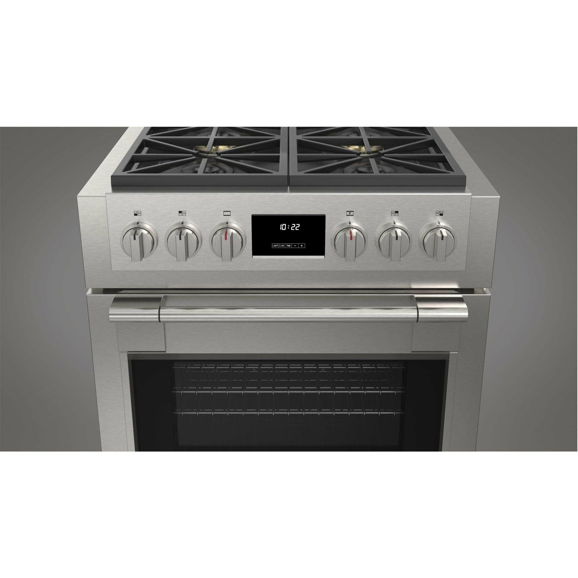 Fulgor Milano 30" Professional All Gas Range with 4 Dual-Flame Burners, 4.4 cu. ft. Capacity w/ Stainless Steel - F6PGR304S2 I Luxury Appliances Direct