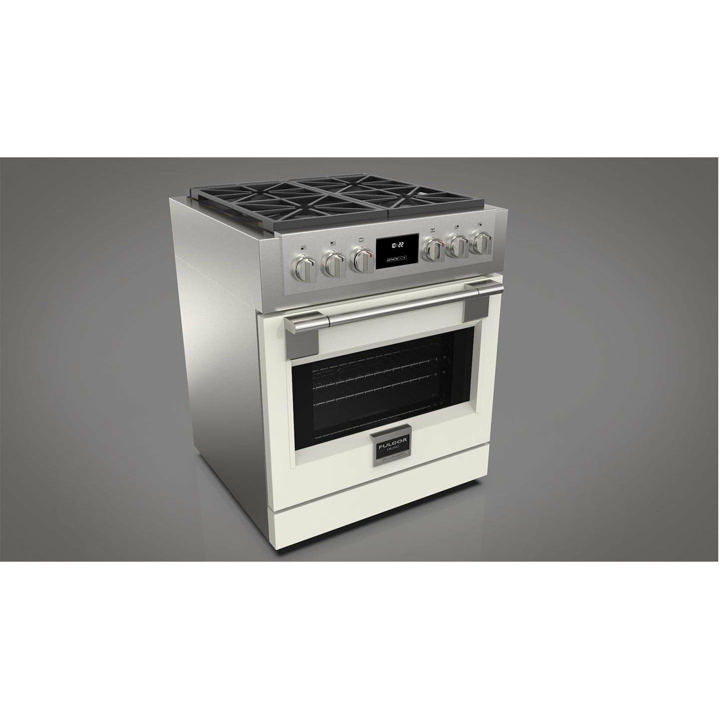 Fulgor Milano 30" Professional All Gas Range with 4 Dual-Flame Burners, 4.4 cu. ft. Capacity w/ Stainless Steel - F6PGR304S2 I Luxury Appliances Direct