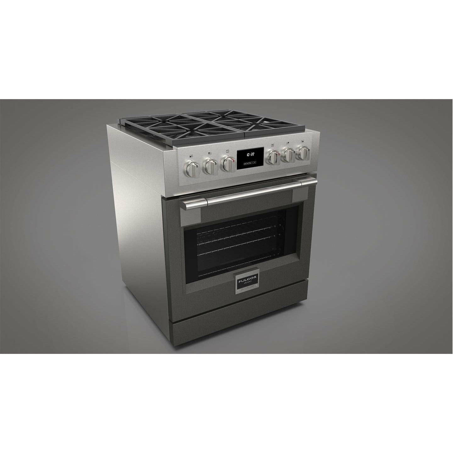 Fulgor Milano 30" Professional All Gas Range with 4 Dual-Flame Burners, 4.4 cu. ft. Capacity w/ Stainless Steel - F6PGR304S2 I Luxury Appliances Direct