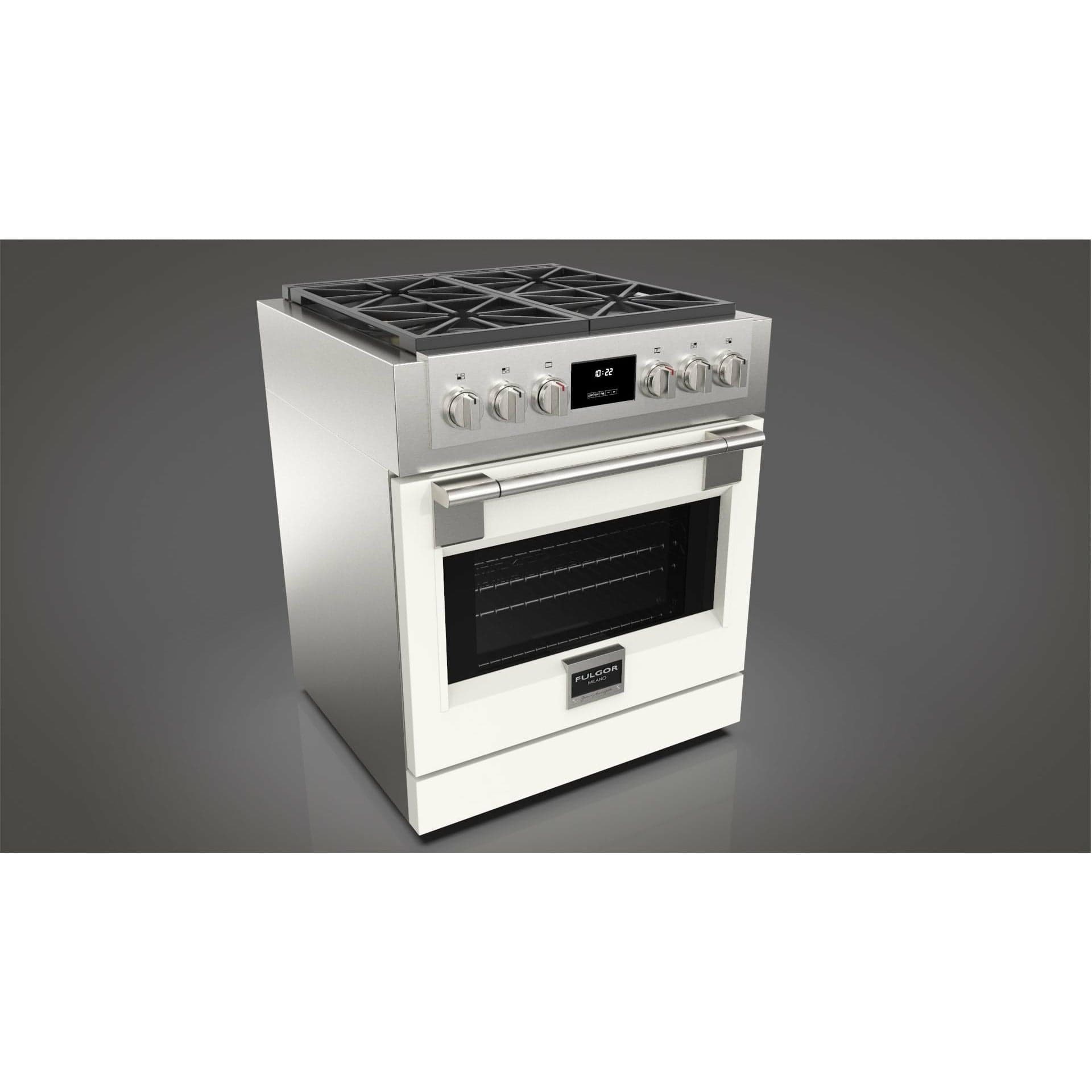 Fulgor Milano 30" Professional All Gas Range with 4 Dual-Flame Burners, 4.4 cu. ft. Capacity w/ Stainless Steel - F6PGR304S2 I Luxury Appliances Direct