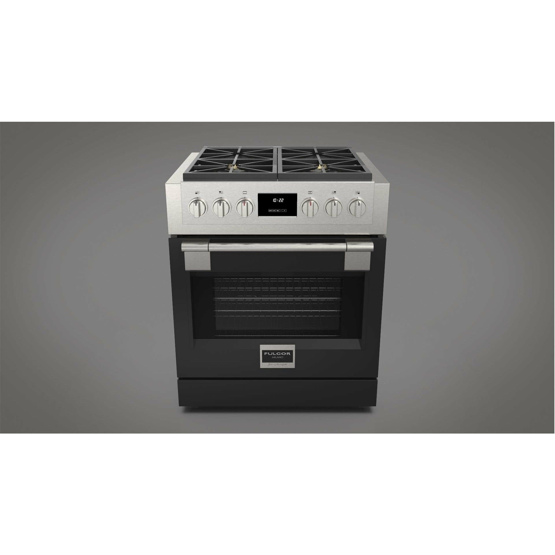 Fulgor Milano 30" Professional All Gas Range with 4 Dual-Flame Burners, 4.4 cu. ft. Capacity w/ Stainless Steel - F6PGR304S2 I Luxury Appliances Direct