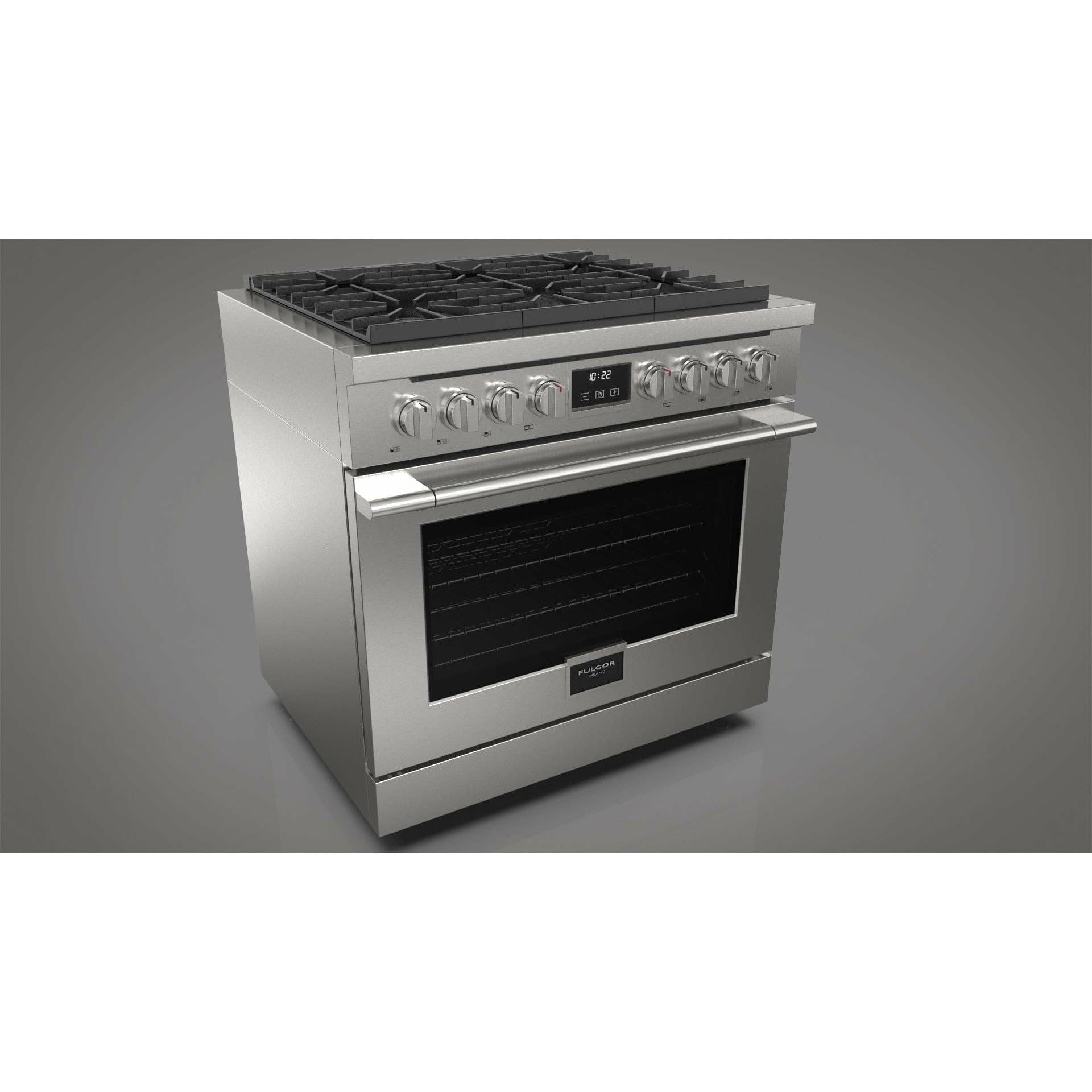Fulgor Milano 36" Freestanding All Gas Range with 3 Duel Flame Burners, Stainless Steel - F4PGR366S2 I Luxury Appliances Direct