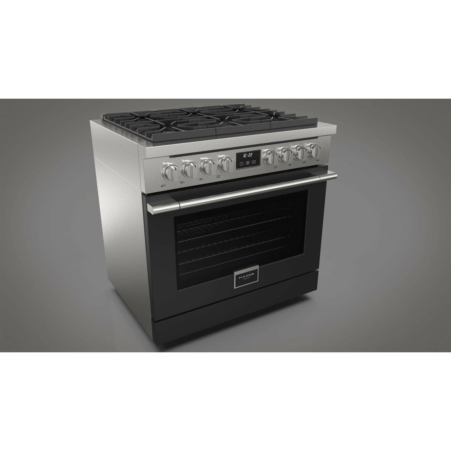 Fulgor Milano 36" Freestanding All Gas Range with 3 Duel Flame Burners, Stainless Steel - F4PGR366S2 I Luxury Appliances Direct