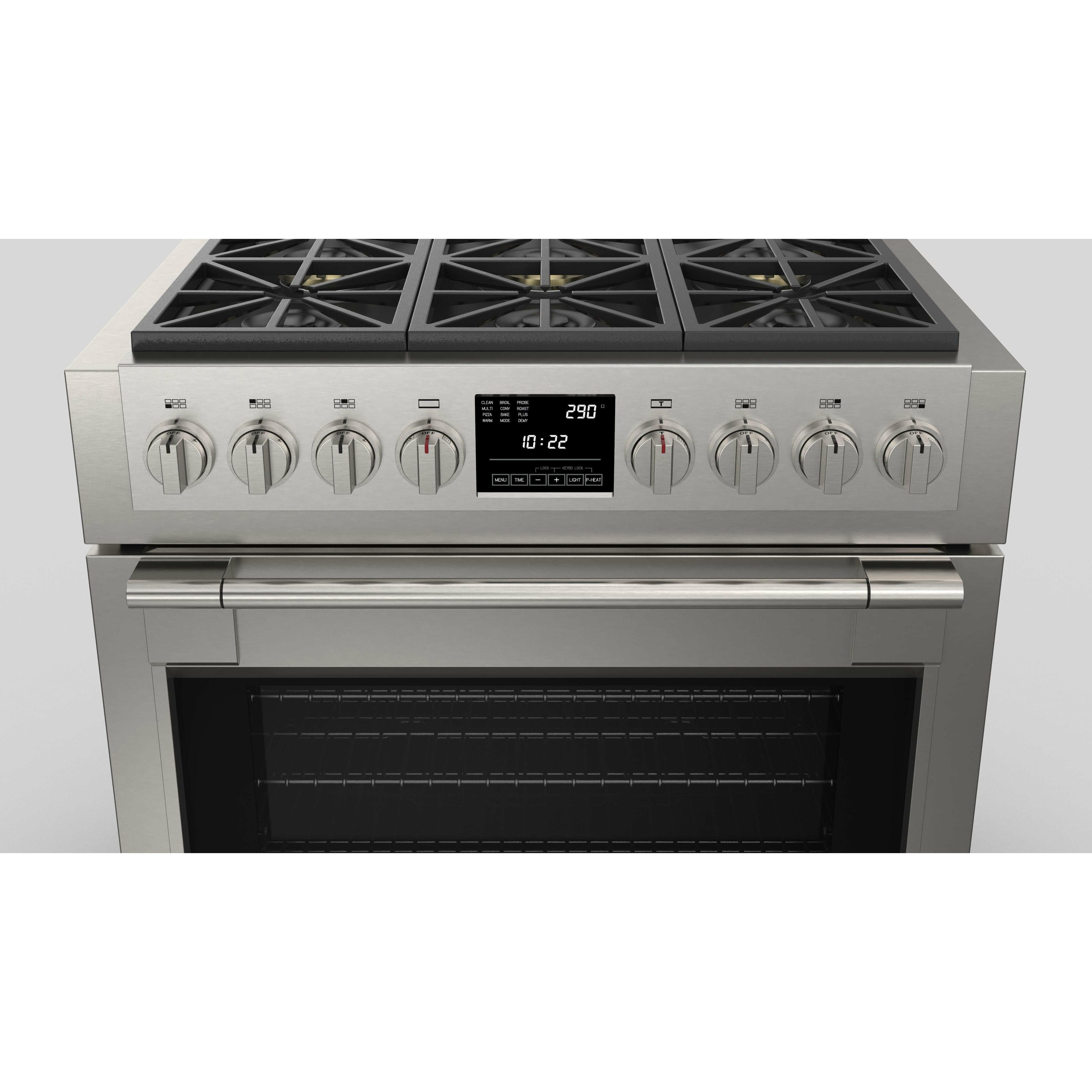 Fulgor Milano 36" Freestanding Dual Pro Fuel Range with Four 18,000 BTU Burners, Stainless Steel - F6PDF366S1 I Luxury Appliances Direct