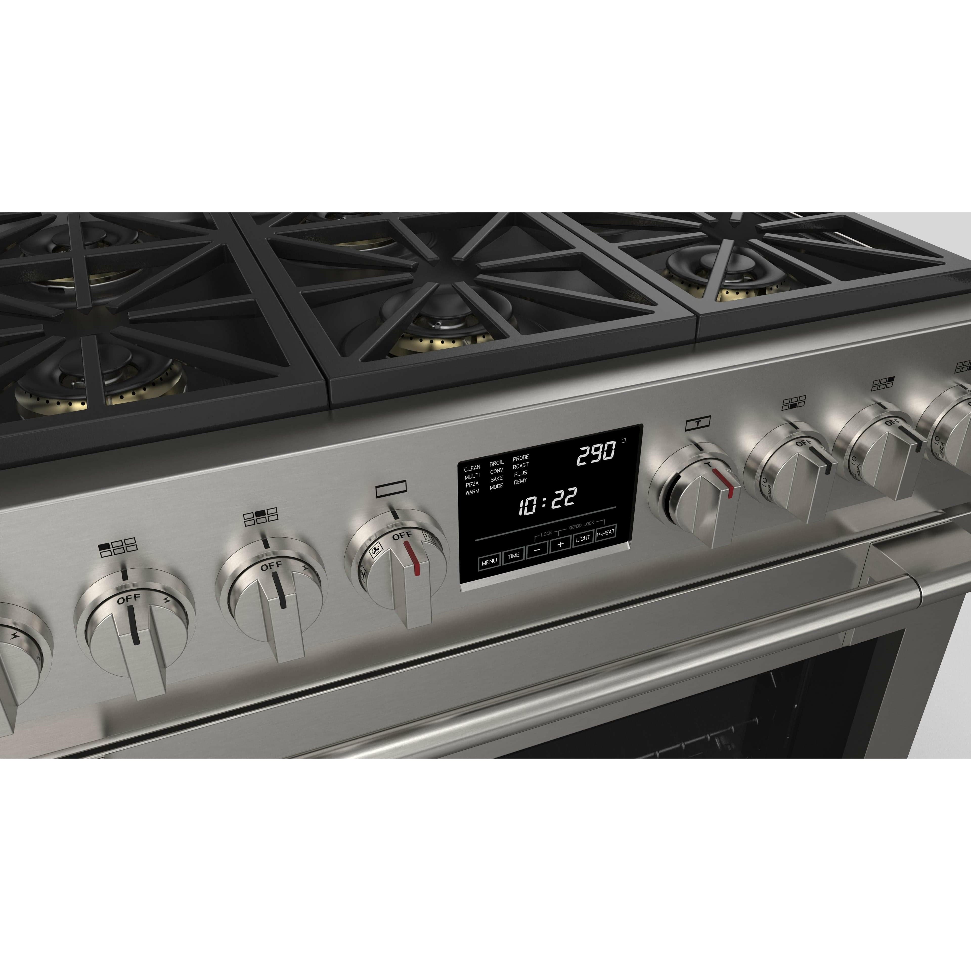 Fulgor Milano 36" Freestanding Dual Pro Fuel Range with Four 18,000 BTU Burners, Stainless Steel - F6PDF366S1 I Luxury Appliances Direct