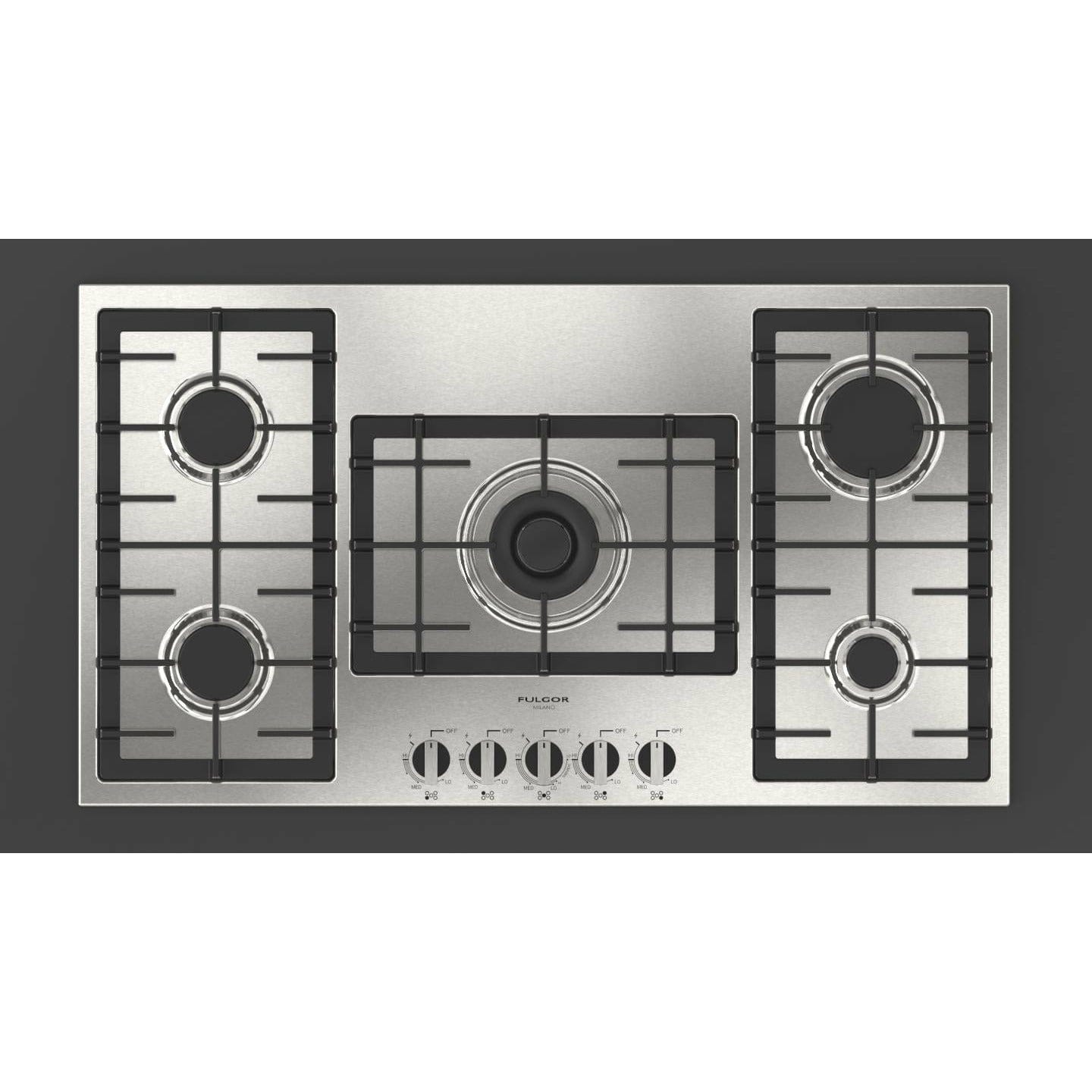 Fulgor Milano 36" Gas Cooktop with 5 European Sealed Burners - F4GK36S1 I Luxury Appliances Direct