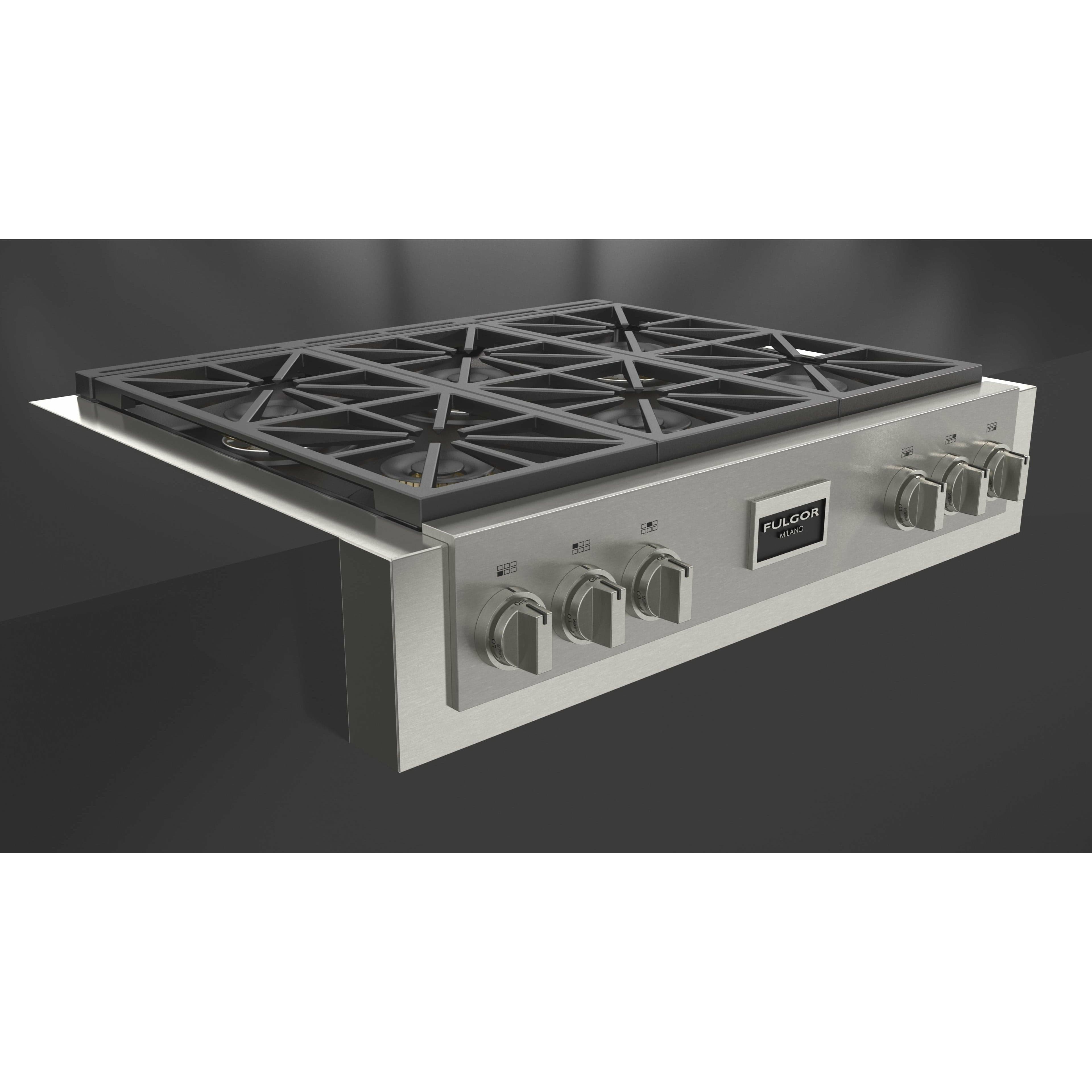 Fulgor Milano 36" Gas Rangetop with 6 Sealed Dual Flame 18,000 BTU Burners, Stainless Steel - F6GRT366S1 I Luxury Appliances Direct