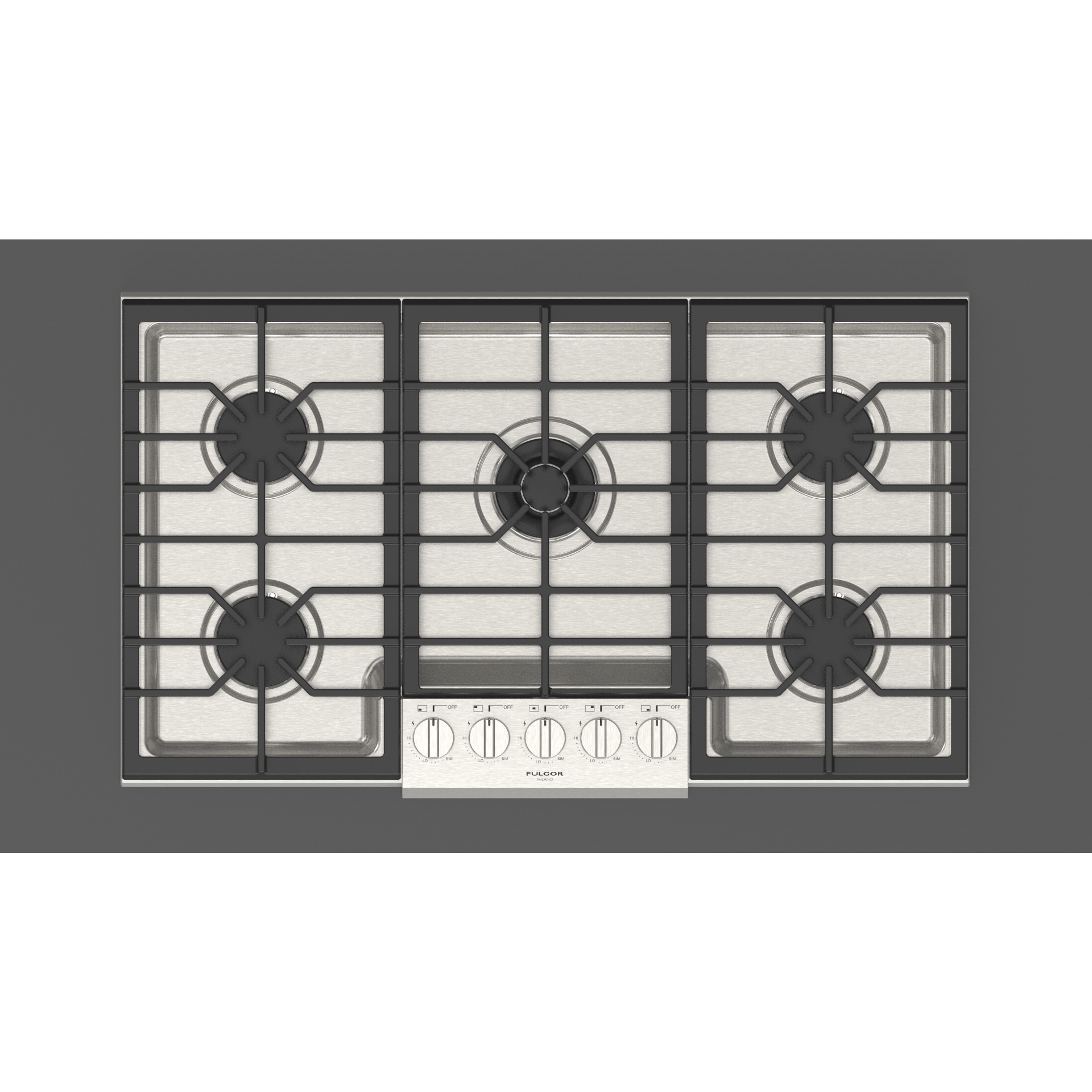Fulgor Milano 36" Pro-Style Natural Gas Cooktop with 1 Central Dual Burner - F4PGK365S1 I Luxury Appliances Direct
