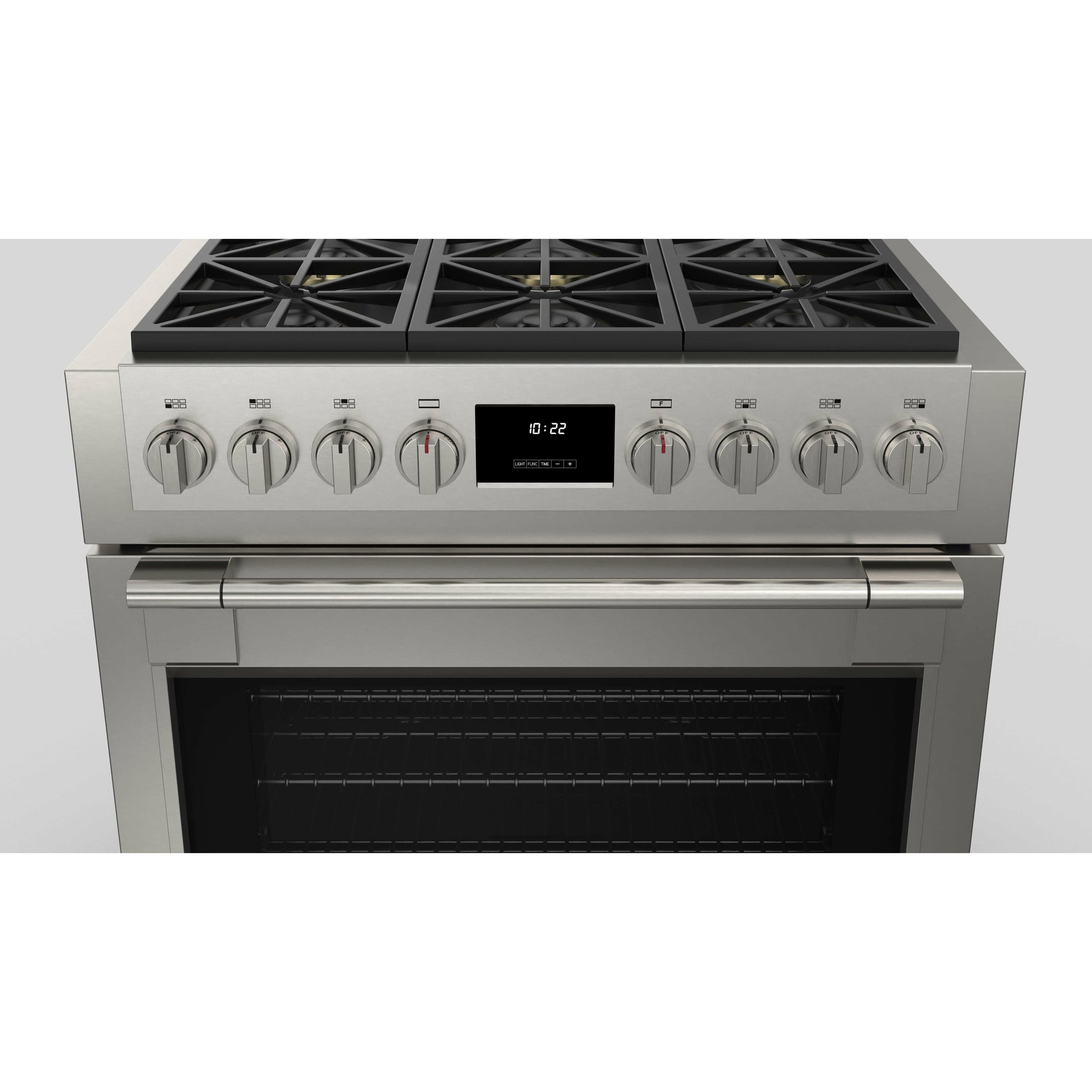 Fulgor Milano 36" Professional Gas Range with 6 Dual-Flame Burners, 5.7 cu. ft. Capacity, Stainless Steel - F6PGR366S2 I Luxury Appliances Direct