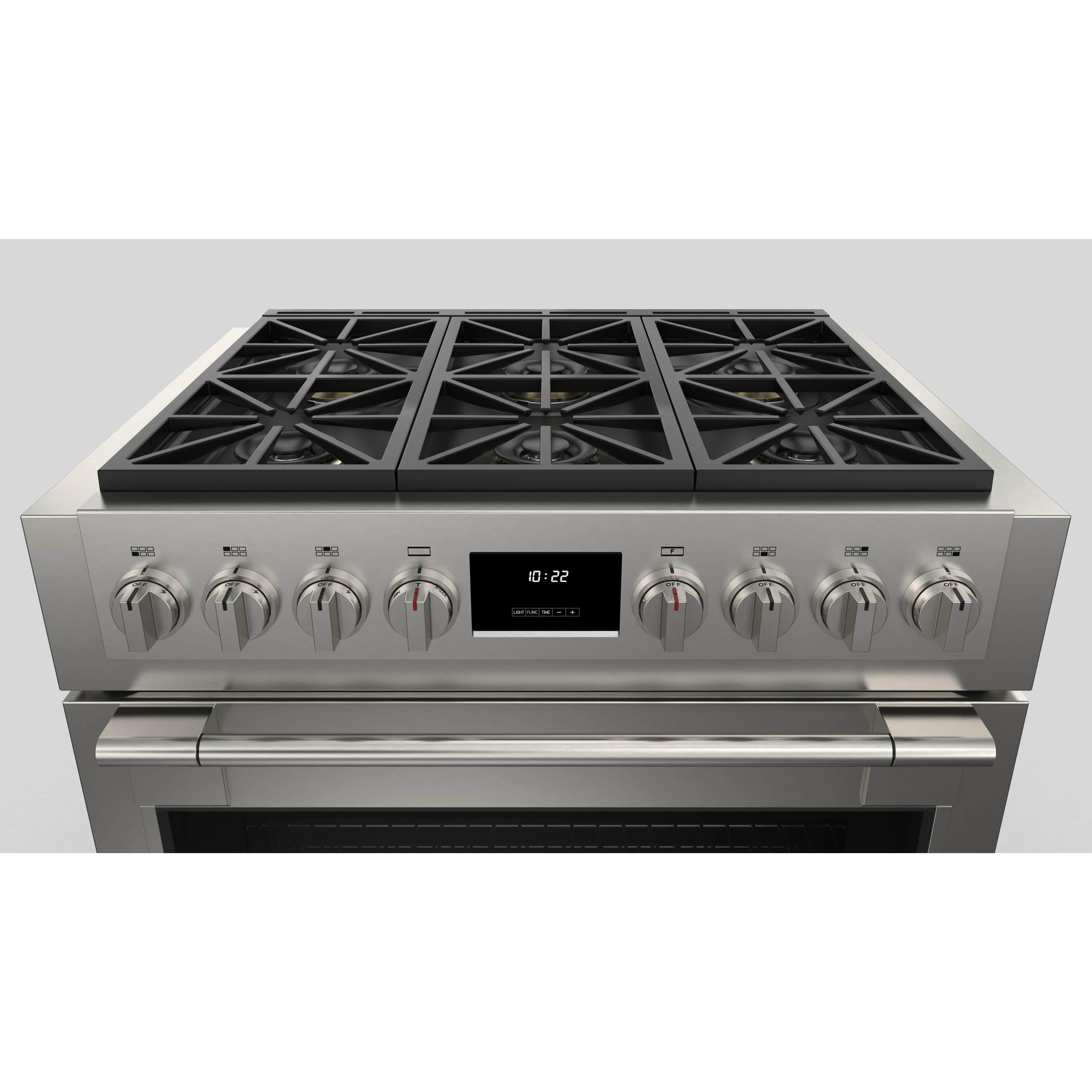 Fulgor Milano 36" Professional Gas Range with 6 Dual-Flame Burners, 5.7 cu. ft. Capacity, Stainless Steel - F6PGR366S2 I Luxury Appliances Direct