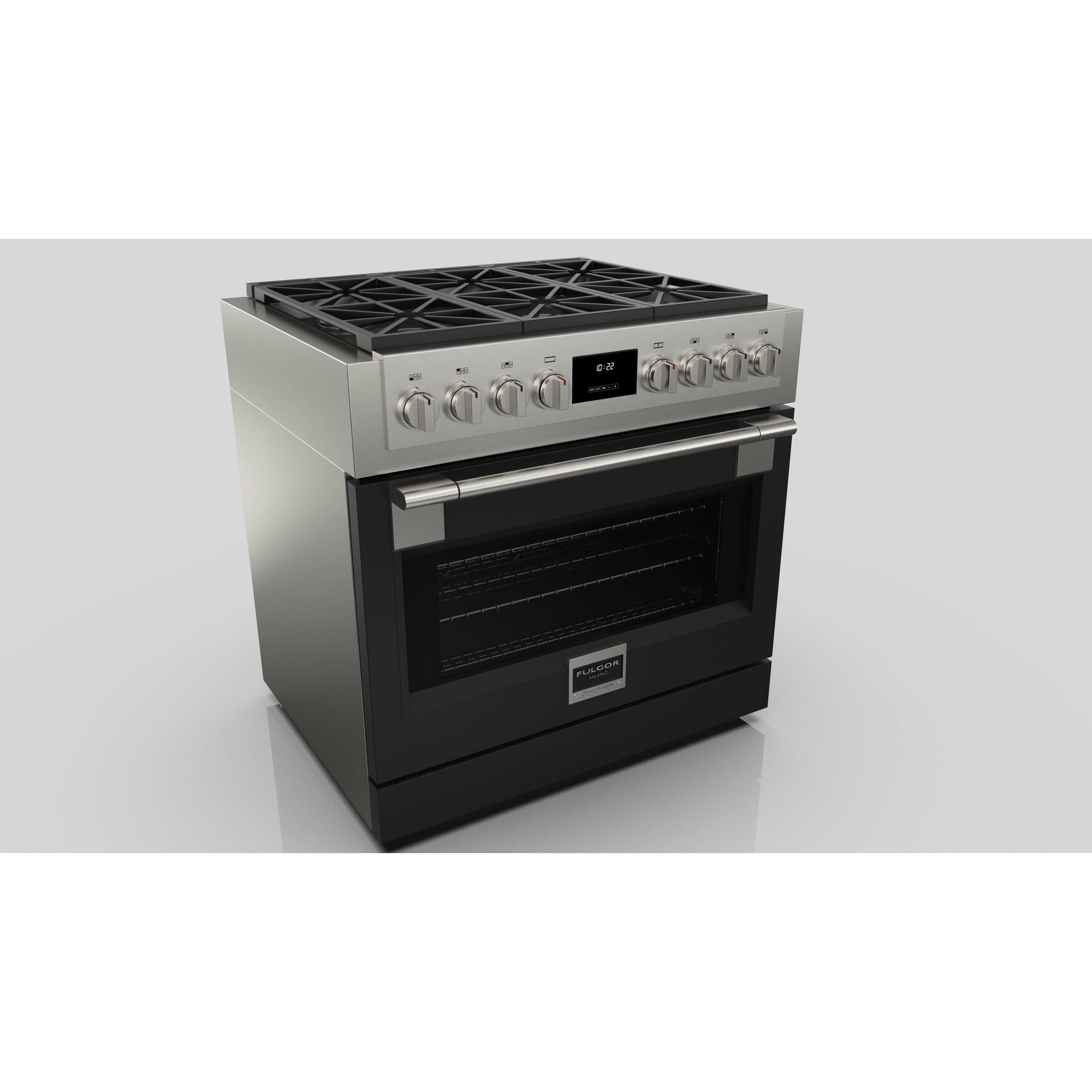 Fulgor Milano 36" Professional Gas Range with 6 Dual-Flame Burners, 5.7 cu. ft. Capacity, Stainless Steel - F6PGR366S2 I Luxury Appliances Direct