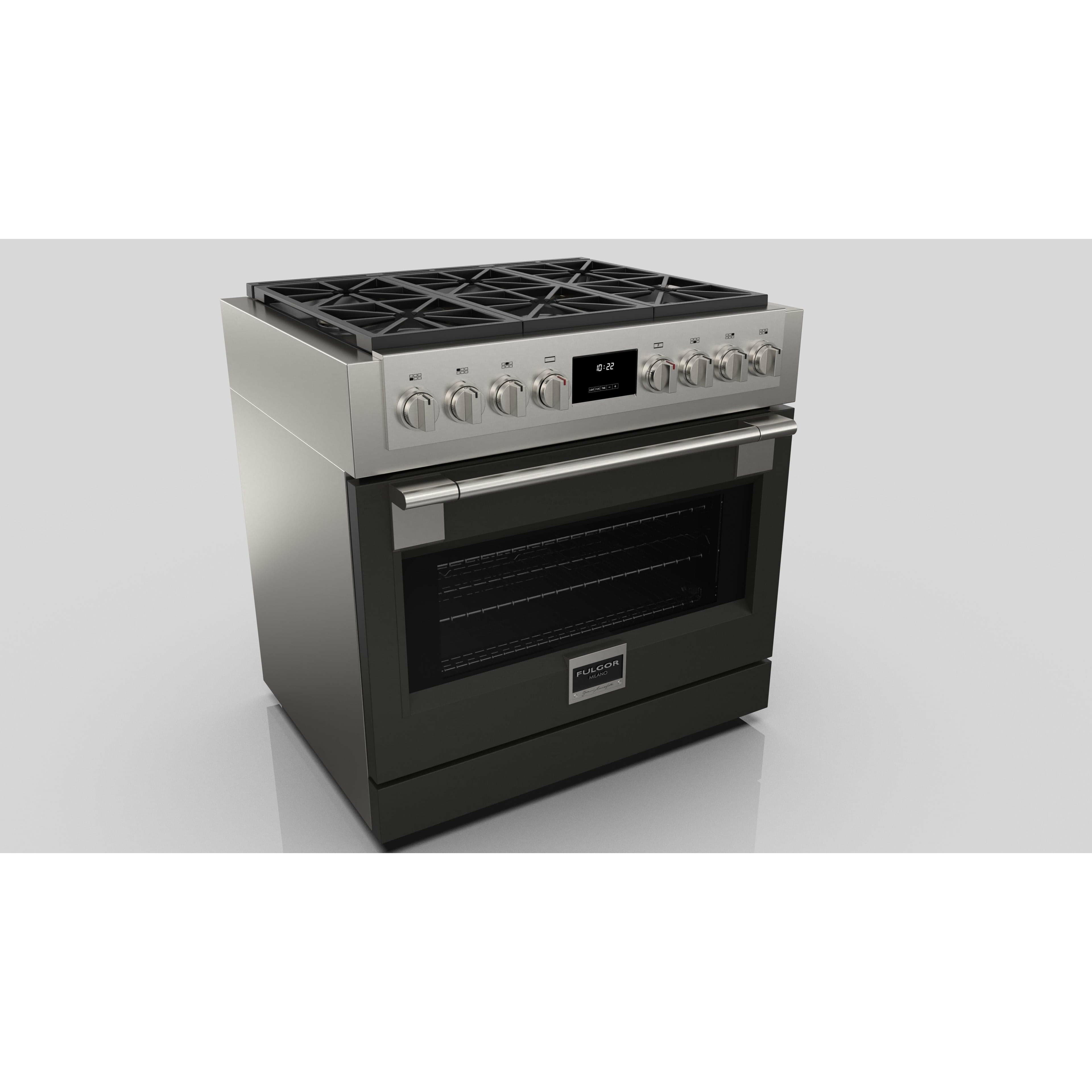 Fulgor Milano 36" Professional Gas Range with 6 Dual-Flame Burners, 5.7 cu. ft. Capacity, Stainless Steel - F6PGR366S2 I Luxury Appliances Direct