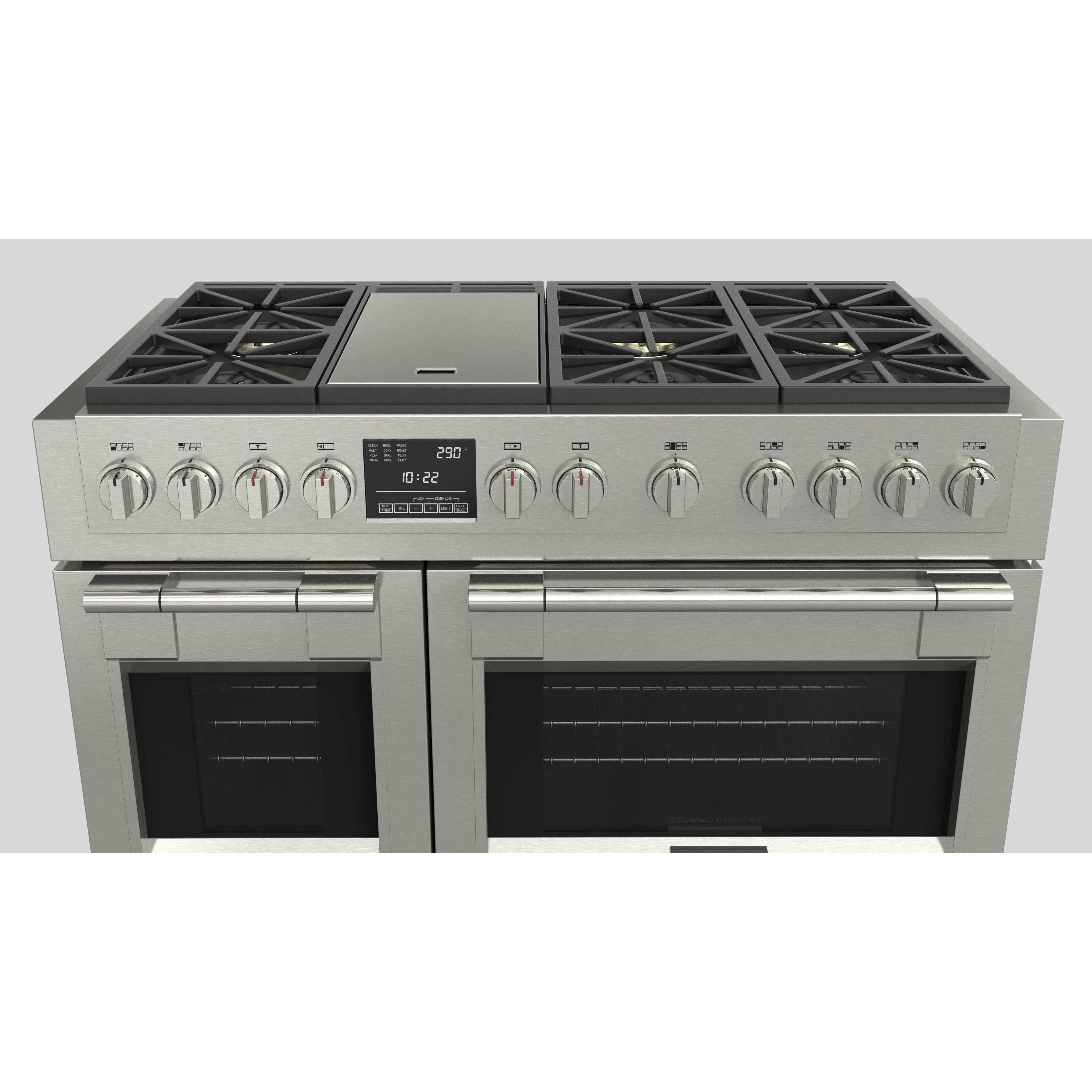 Fulgor Milano 48" Dual Fuel Professional Range with 6 Dual Flame Burners, 6.5 Cu. Ft. Total Capacity Stainless Steel - F6PDF486GS1 I Luxury Appliances Direct