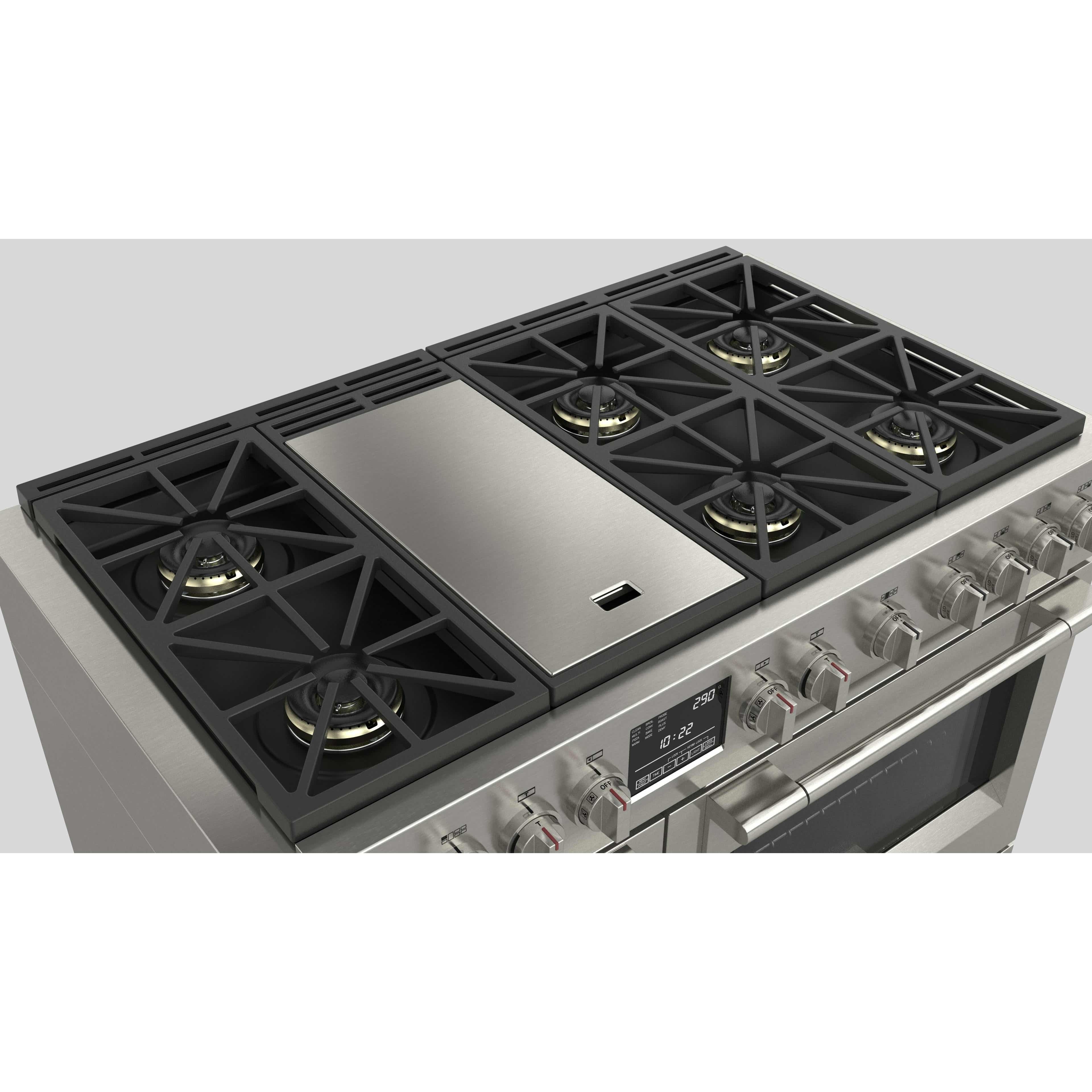 Fulgor Milano 48" Dual Fuel Professional Range with 6 Dual Flame Burners, 6.5 Cu. Ft. Total Capacity Stainless Steel - F6PDF486GS1 I Luxury Appliances Direct