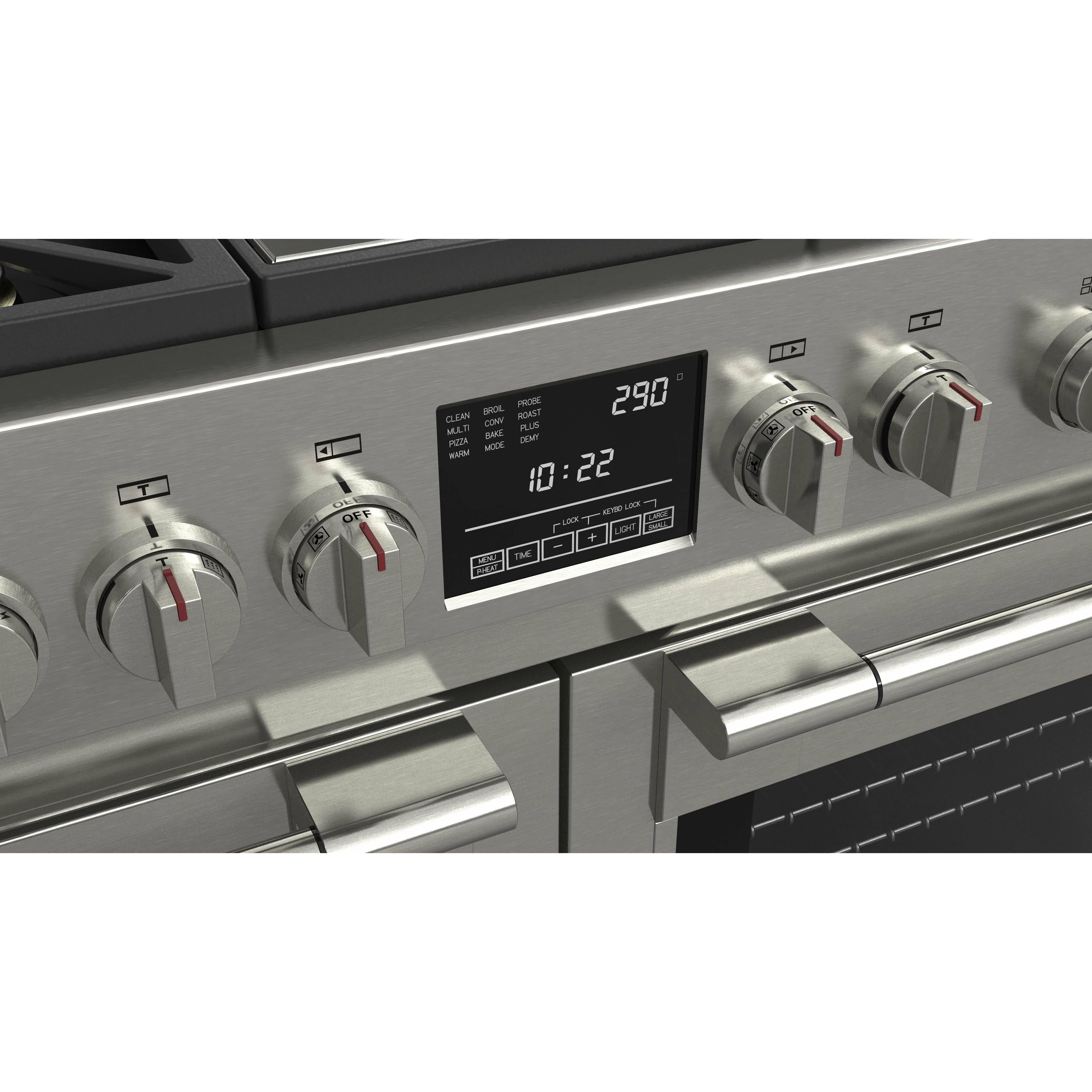 Fulgor Milano 48" Dual Fuel Professional Range with 6 Dual Flame Burners, 6.5 Cu. Ft. Total Capacity Stainless Steel - F6PDF486GS1 I Luxury Appliances Direct