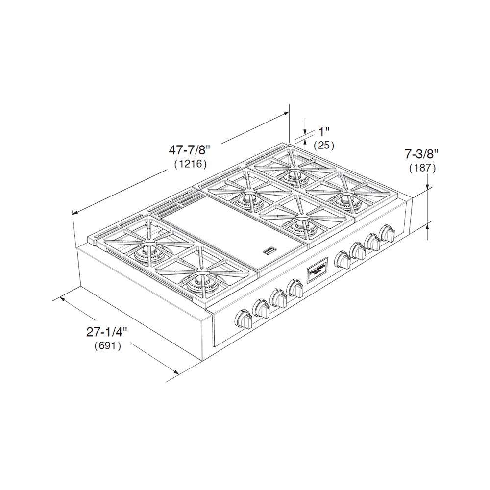 Fulgor Milano 48" Gas Rangetop with 6 Sealed Burners, Stainless Steel - F6GRT486GS1 I Luxury Appliances Direct