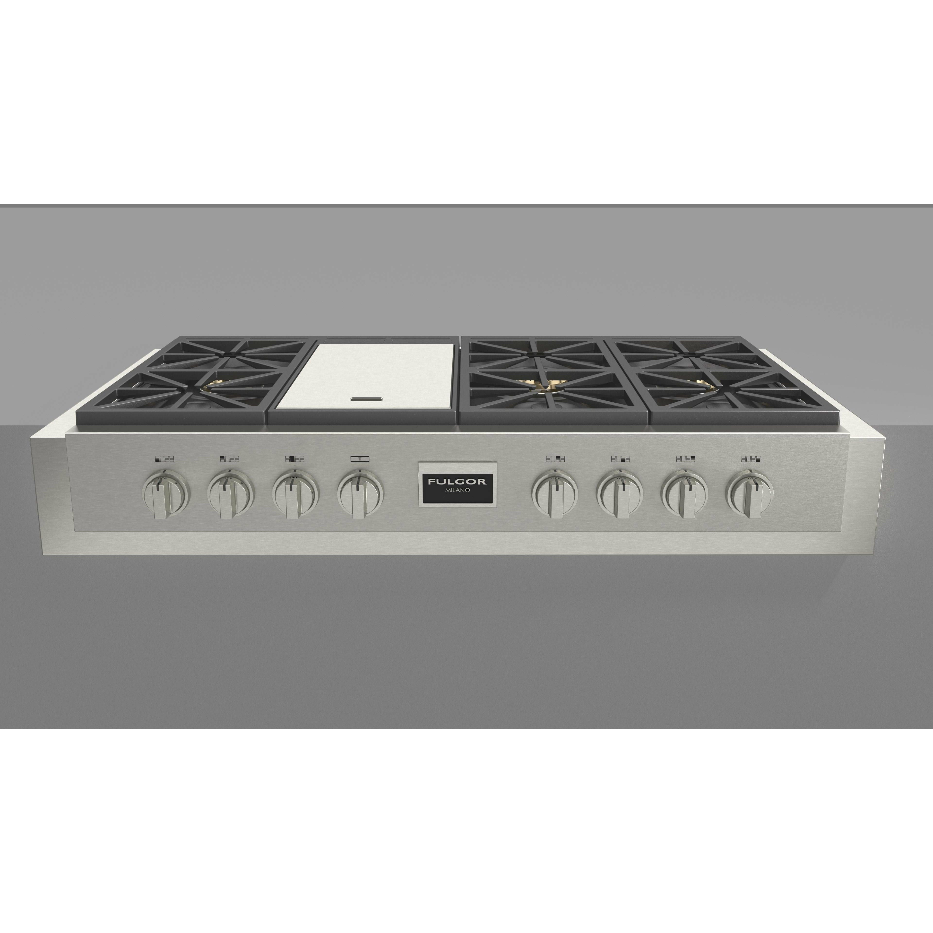 Fulgor Milano 48" Gas Rangetop with 6 Sealed Burners, Stainless Steel - F6GRT486GS1 I Luxury Appliances Direct