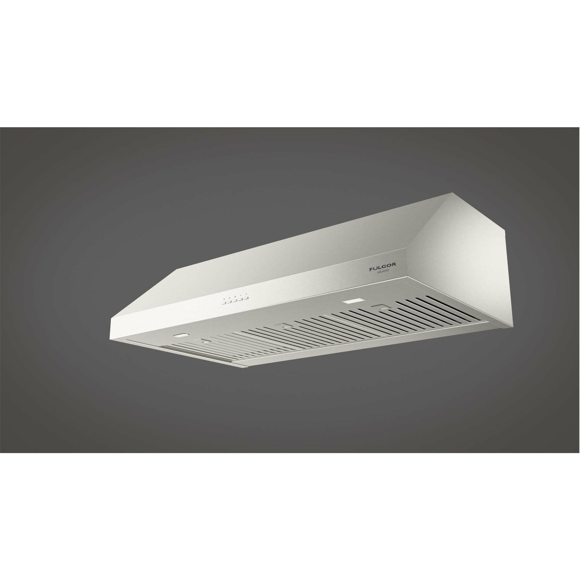 Fulgor Milano Package - 36" Gas Range, 36" French Door Refrigerator, 24" Built-In Dishwasher and 36" Under Cabinet Range Hood - F4PGR366S2F6FBM36S2 I Luxury Appliances Direct