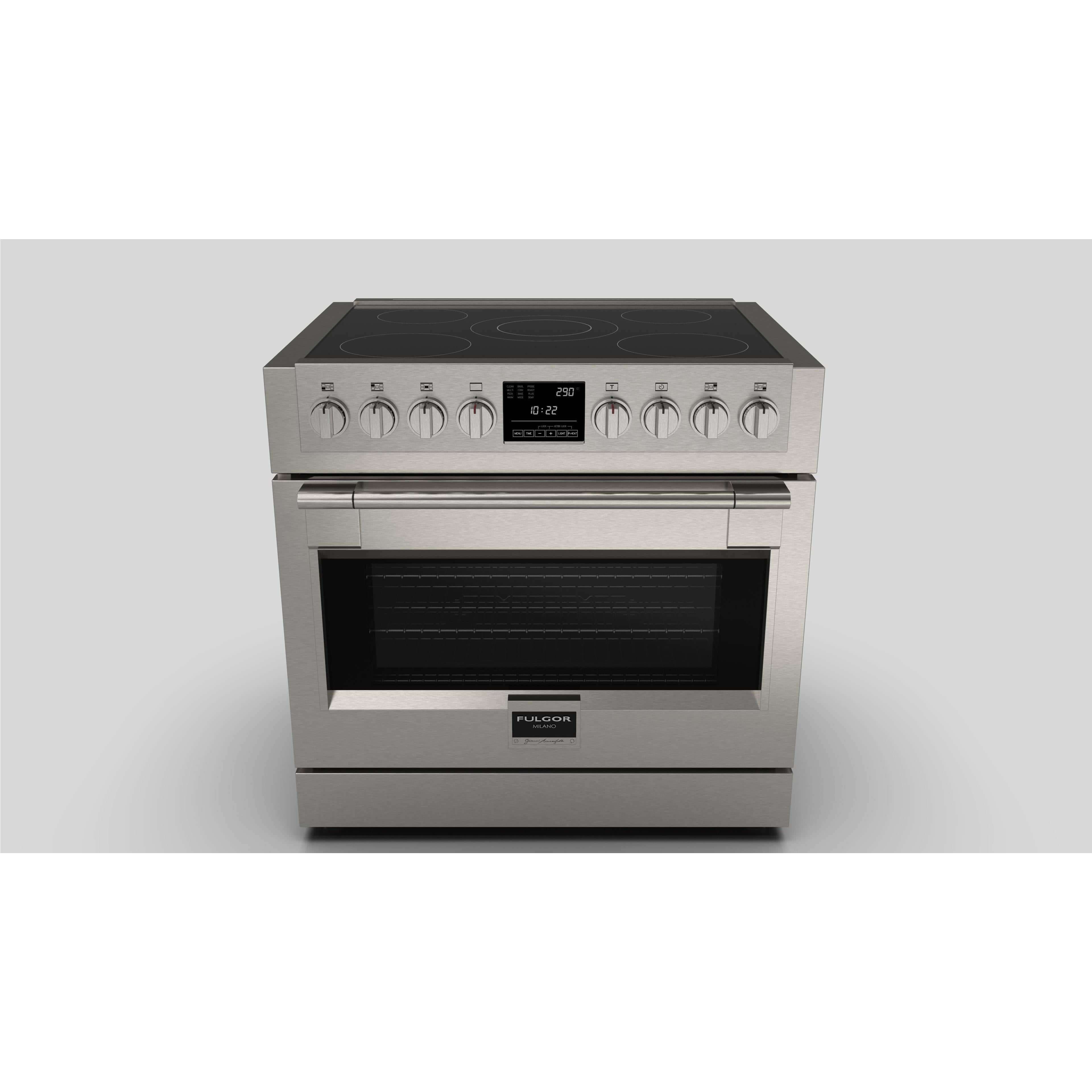 Fulgor Milano Package 36" Induction Pro-Range, 36" French Door Refrigerator, 24" Built-In Dishwasher and 36" Under Cabinet Range Hood - F6PIR365S1F6FBM36S2 I Luxury Appliances Direct