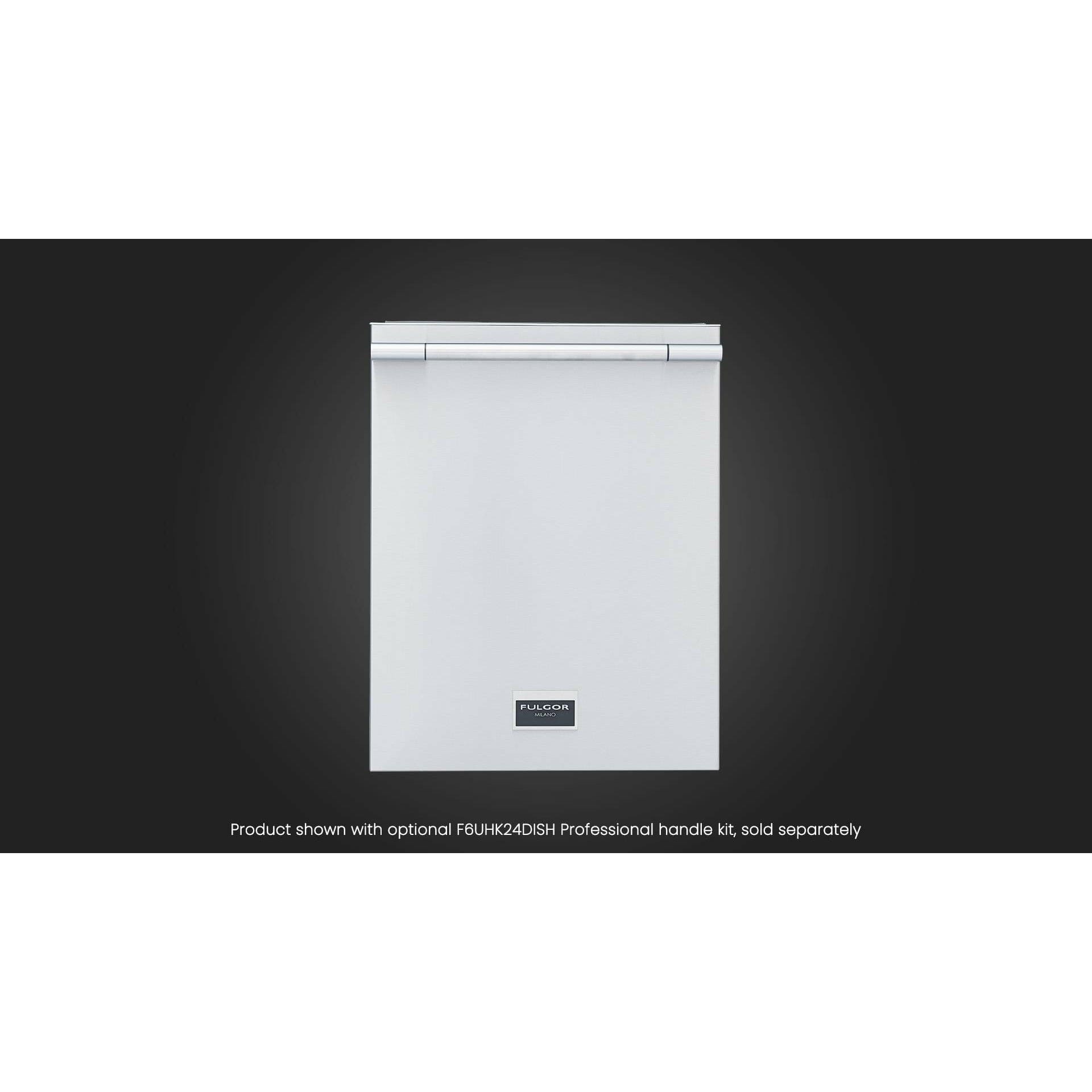 Fulgor Milano Package 48" Dual Fuel Range, 36" French Door Refrigerator, 48" Wall Range Hood and 24" Built-In Dishwasher - F6PDF486GS1F6FBM36S2 I Luxury Appliances Direct