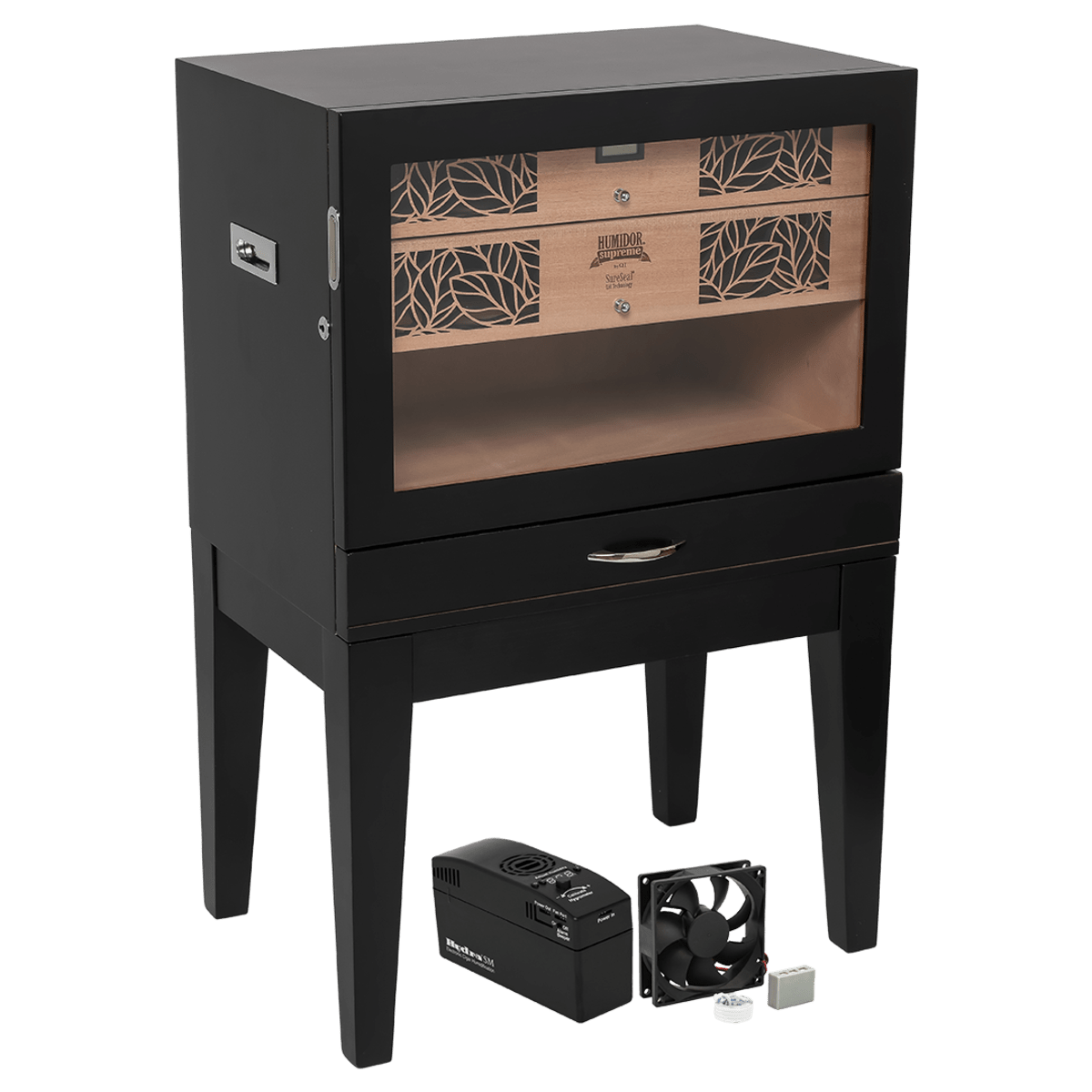 Humidor Supreme Baltazar II End Table Humidor HS-520BLK I Luxury Appliances Direct