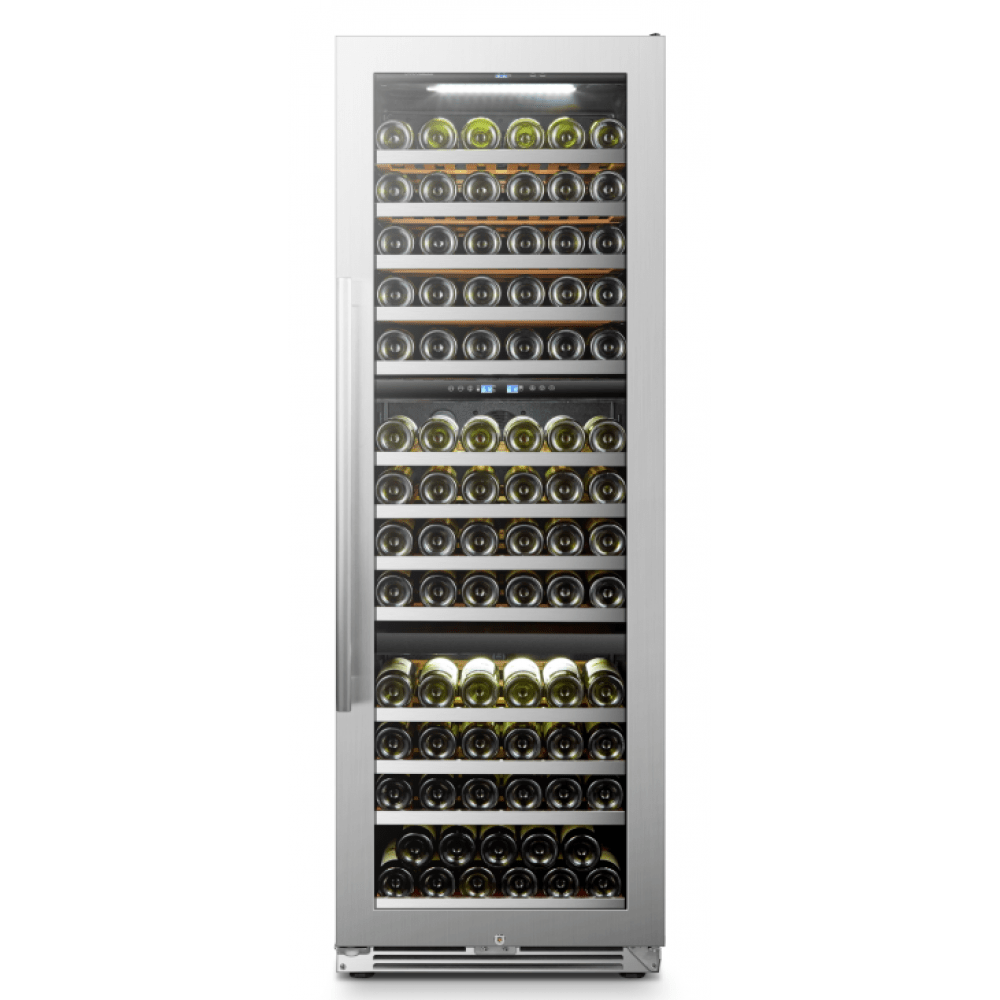 Lanbo 143 Bottles Triple Zone Stainless Steel Wine Coolers LP168T I Luxury Appliances Direct