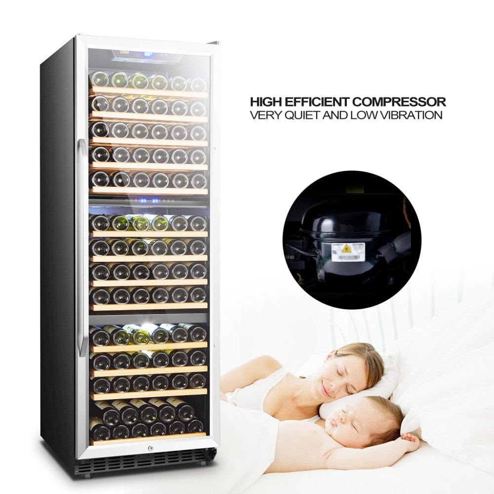 Lanbo 149 Bottles Triple Zones Stainless Steel Wine Coolers LW144T I Luxury Appliances Direct