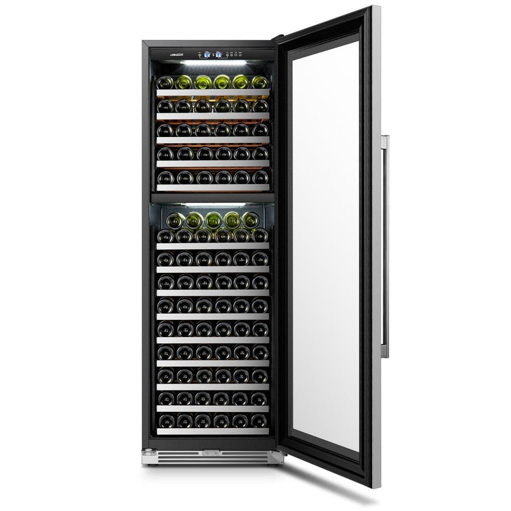 Lanbo 153 Bottles Dual Zone Stainless Steel Wine Coolers LP168D I Luxury Appliances Direct